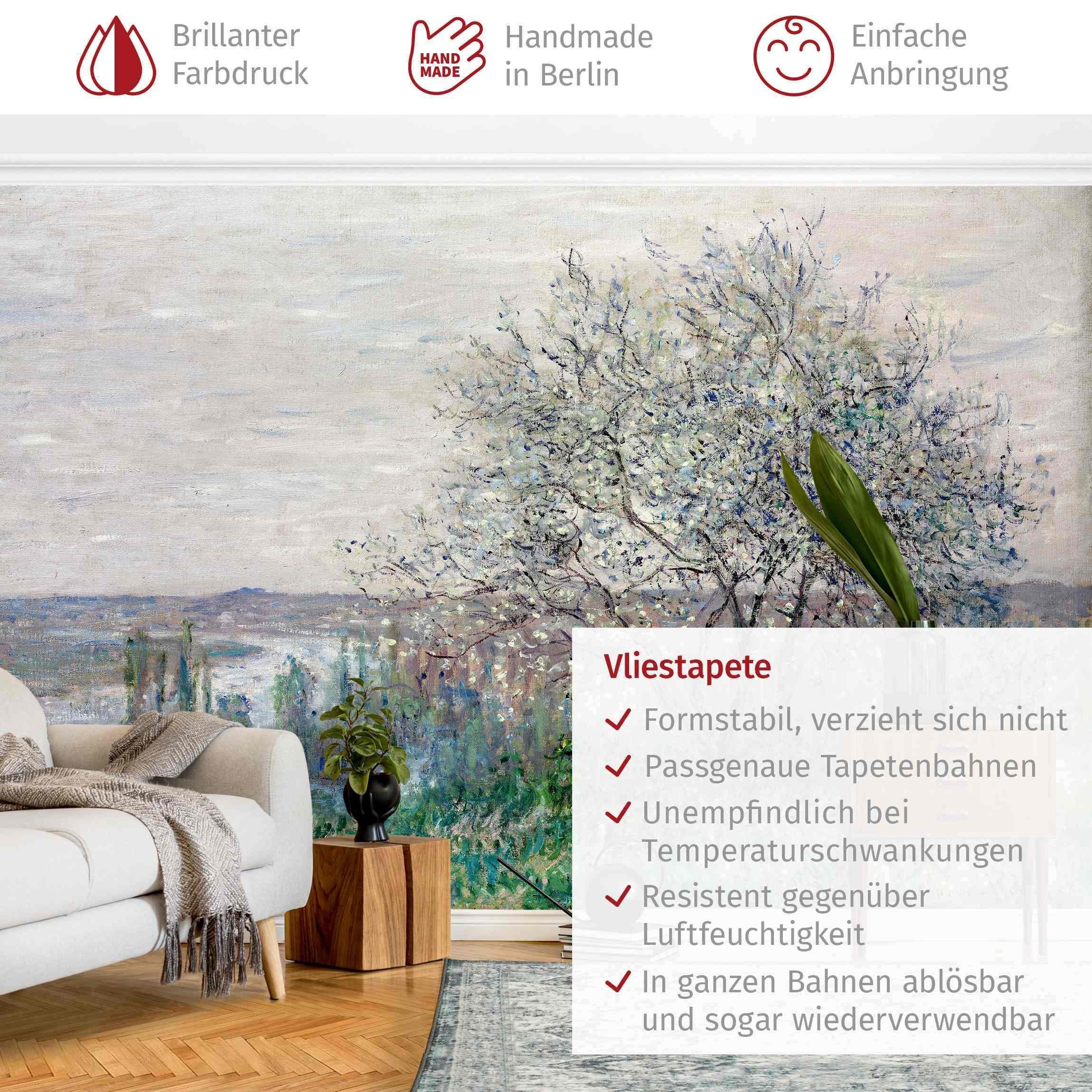 Bilderdepot24 Fototapete Wald Claude Monet Frühlingsstimmung Natur Landschaft Waldtapete Bäume, Glatt, Matt, (Vliestapete inkl. Kleister oder selbstklebend), Wohnzimmer Schlafzimmer Küche Flur Motivtapete Vliestapete Wandtapete