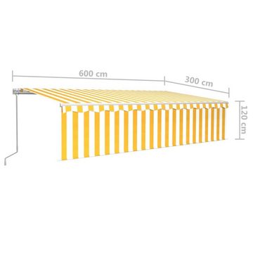 furnicato Markise Manuell Einziehbar mit Rollo 6x3 m Gelb & Weiß