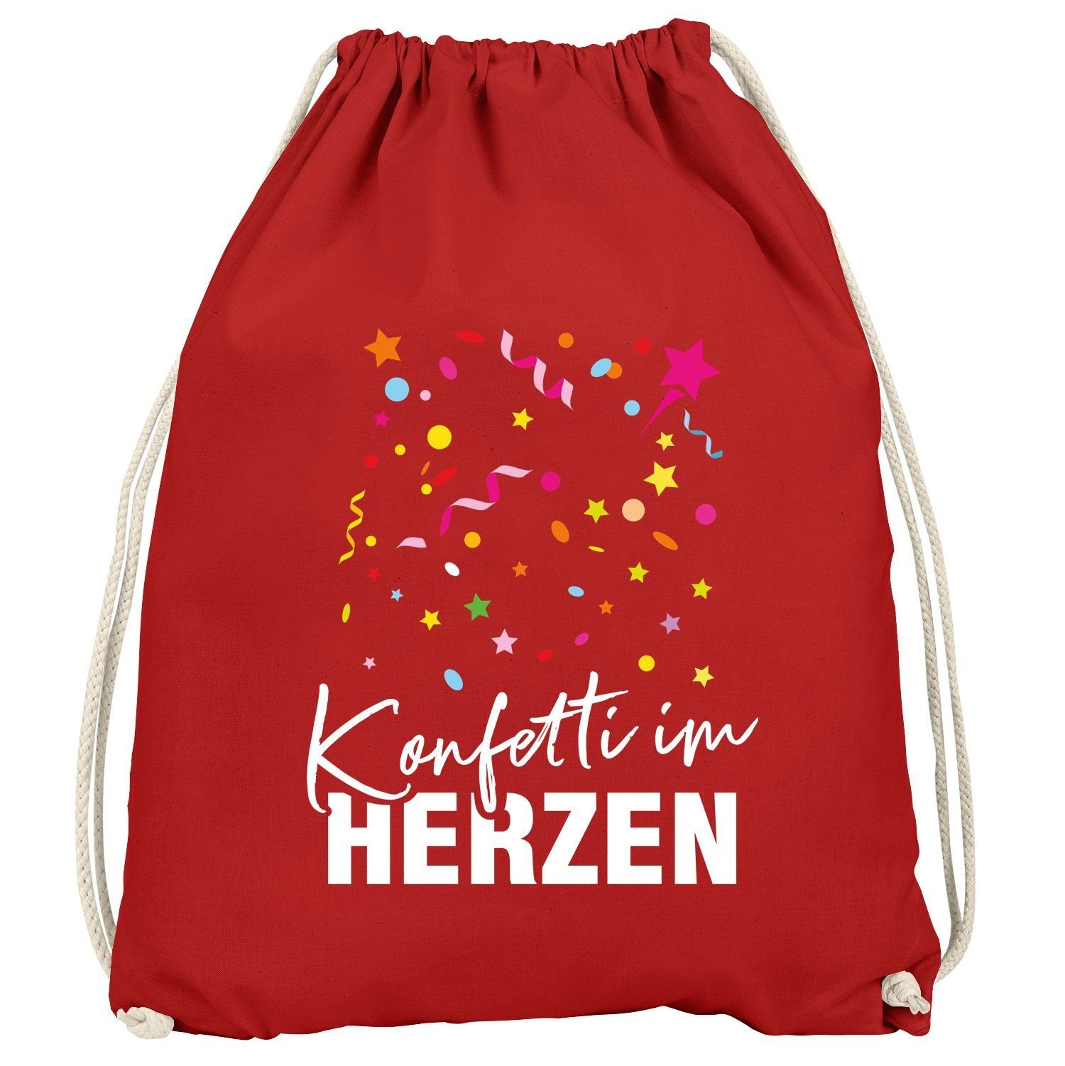 MoonWorks Turnbeutel Turnbeutel Fasching Karneval Konfetti im Herzen Spruch lustig