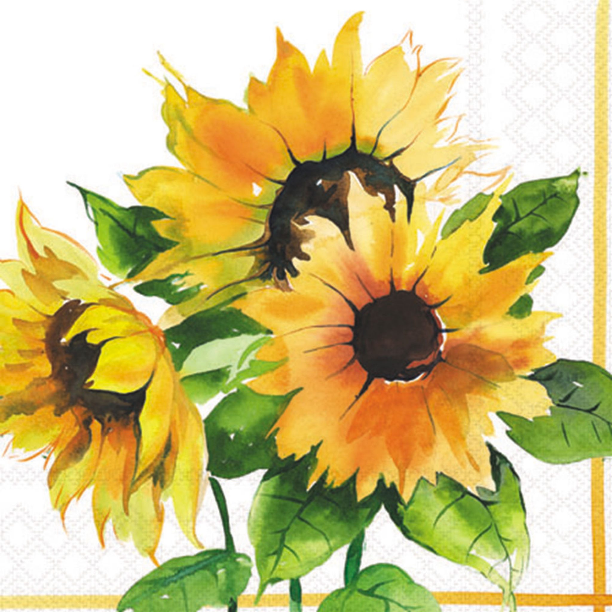 Ambiente Luxury Paper Products Papierserviette, Servietten Papier 33x33cm 3-lagig mit Sonnenblumen Motiv 20 Stk.