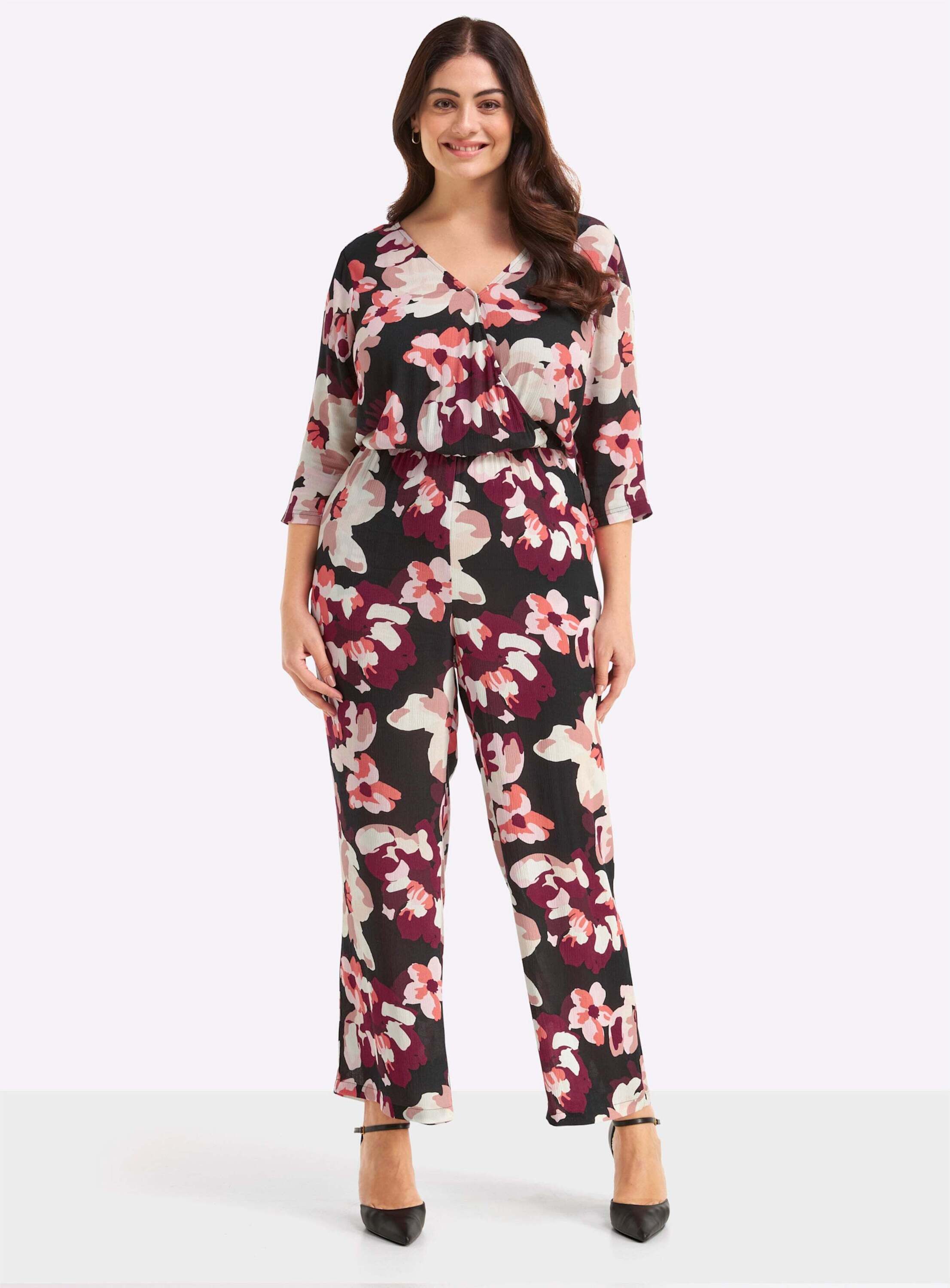 Sheego Jumpsuit Jumpsuit Kurzarm Innenbeinlänge ca. 81 cm