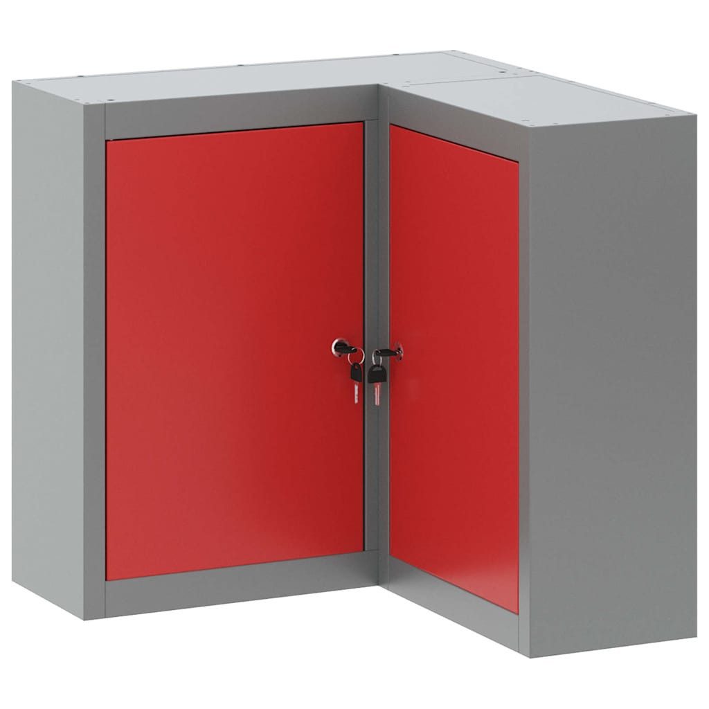 vidaXL Werkzeugbox Werkzeugschrank mit Regal Rot und Grau 55 x 55 x 55 cm Stahl (1 St)
