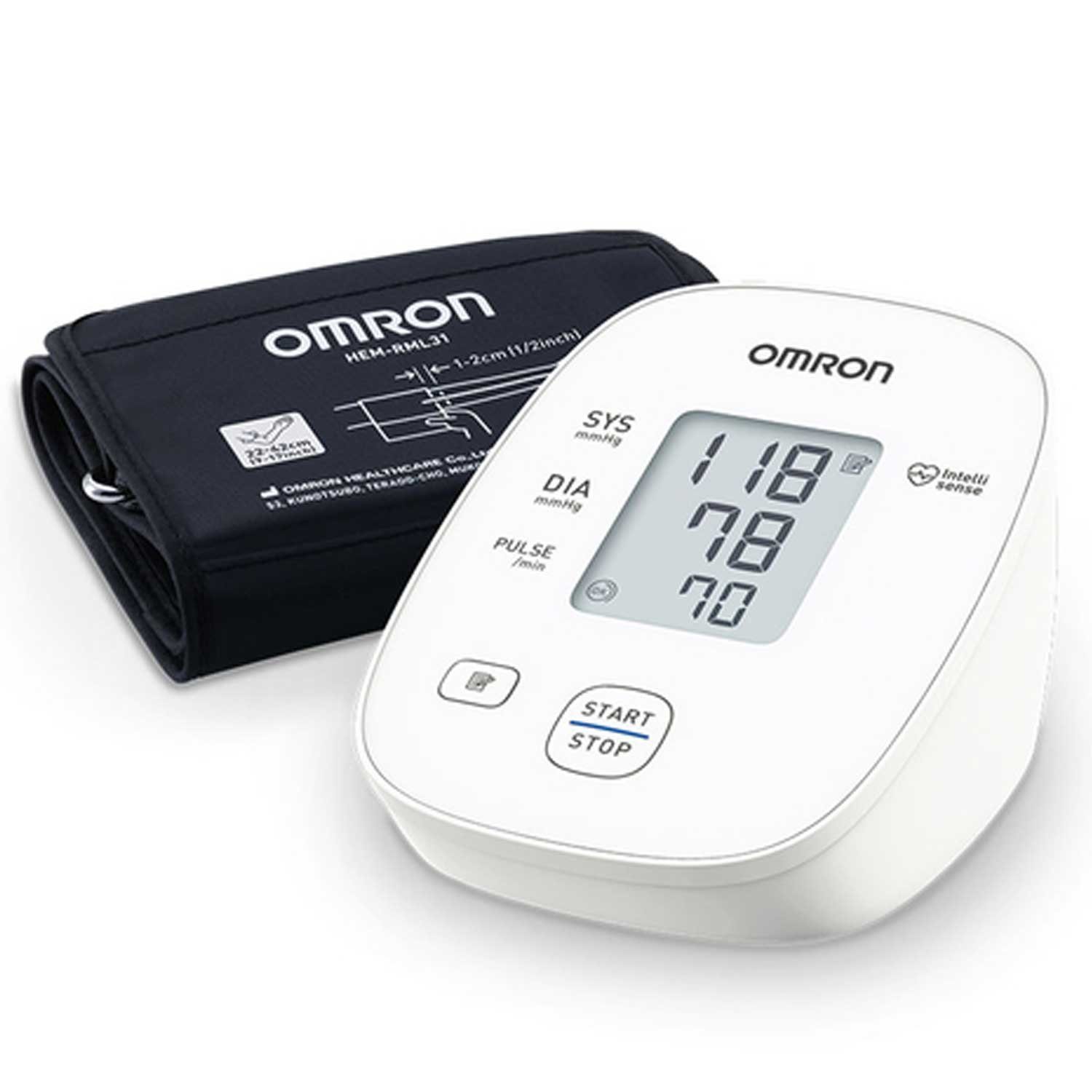 Omron Blutdruckmessgerät Omron M300 Oberarm-Blutdruckmessgerät mit Universalmanschette, 1 Verkaufseinheit, klinisch validiert, Intellisense-Technologie