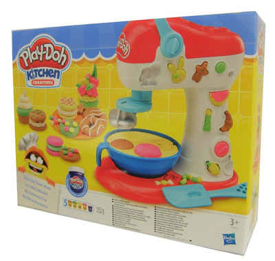 Play-Doh Knetform-Set »Hasbro Play-Doh Küchenmaschine Bastelset E0102« (Packung, 12-tlg., Set enthält: 4 Becher Knete, 1 Becher Knete Plus, Küchenmaschine mit zwei Aufsätzen, ein Teller, eine Schüssel, ein Teigschaber und eine Teigspritze)