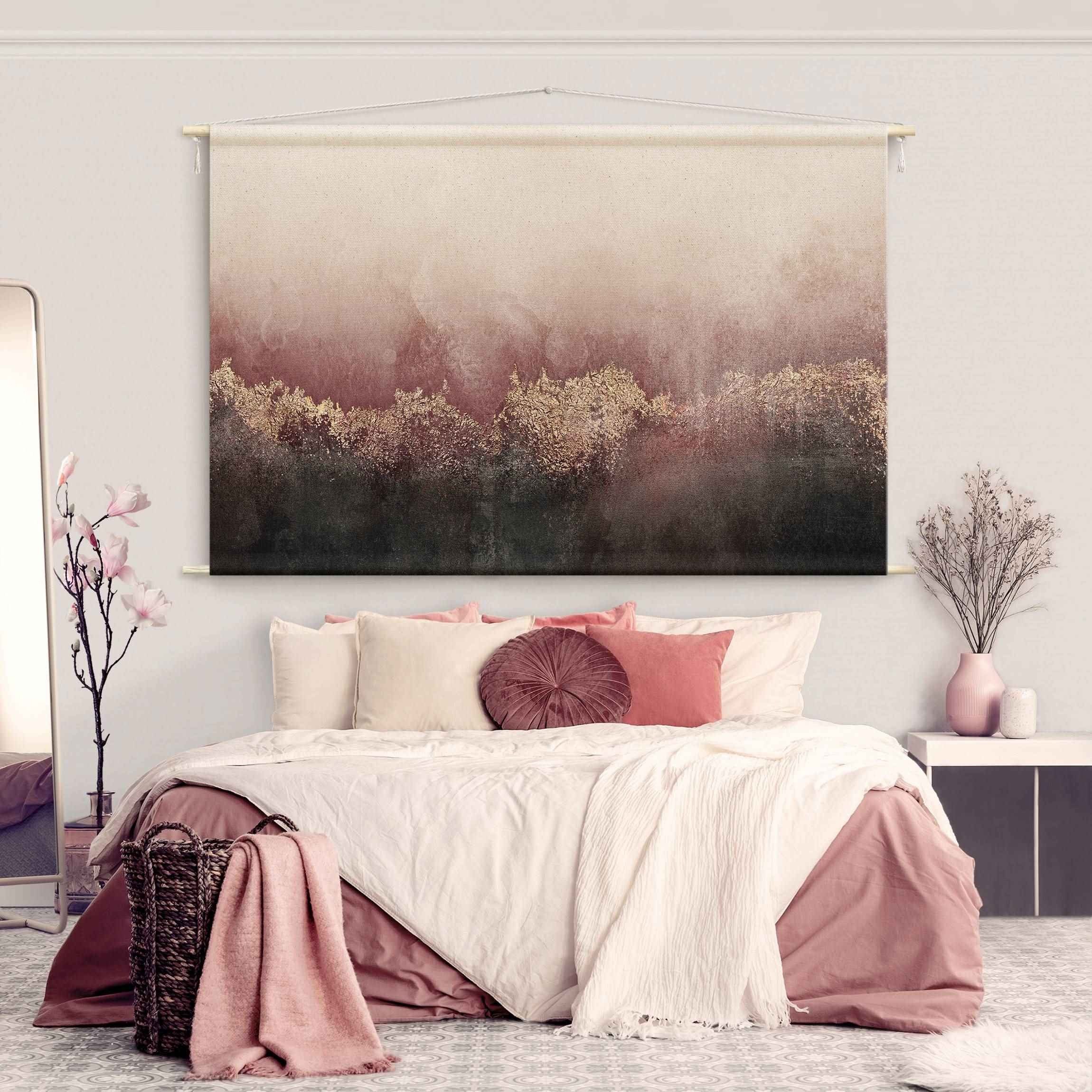 Bilderdepot24 Wandteppich modern Abstrakt Aquarell rosa, rechteckig, Höhe: 2.6 mm, großes Wandbild aus Natur-Baumwolle Wandbehang Stoffbild Tuch Wollseil