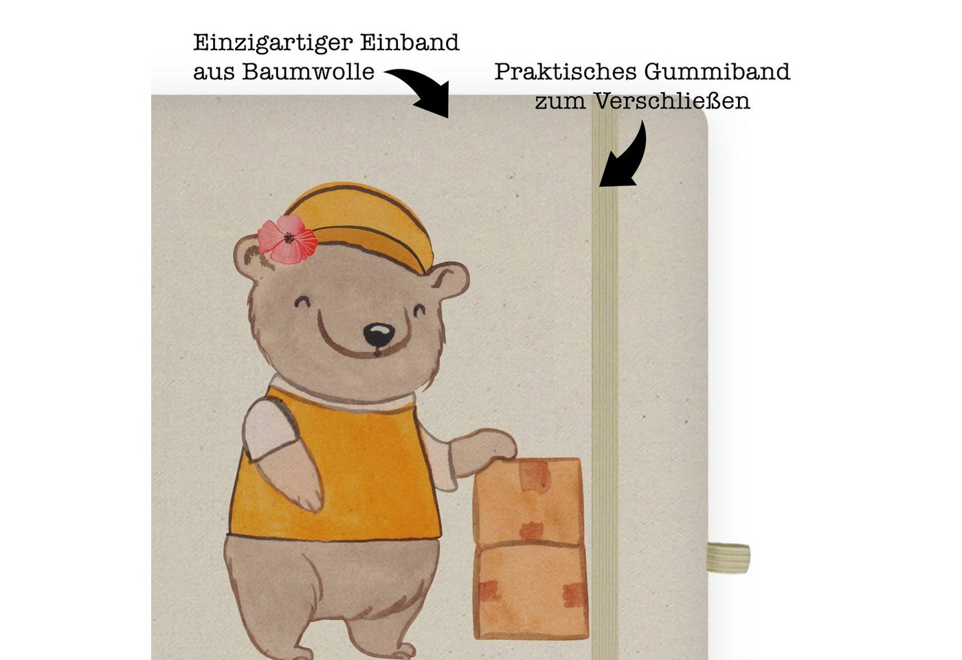 Thumbnail - Mr. & Mrs. Panda Notizbuch Lieferdienstmitarbeiterin Herz - Transparent - Geschenk, DIN A4 Bulle Mr. & Mrs. Panda, Premi...