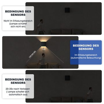 WILGOON Wandleuchte G9 Würfel LED Wandleuchte mit Bewegungsmelder Up Down Aluminium, LED wechselbar, Warmweiß, G9 LED Lampe Innen/ Aussen, Einstellbar Abstrahlwinkel AuBenleuchte