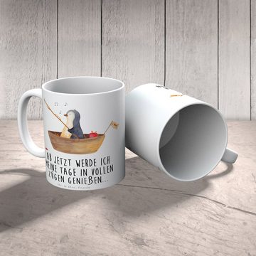 Mr. & Mrs. Panda Tasse Pinguin Angelboot - Weiß - Geschenk, Tasse, Kaffeebecher, Büro Tasse, Keramik, Einzigartiges Botschaft