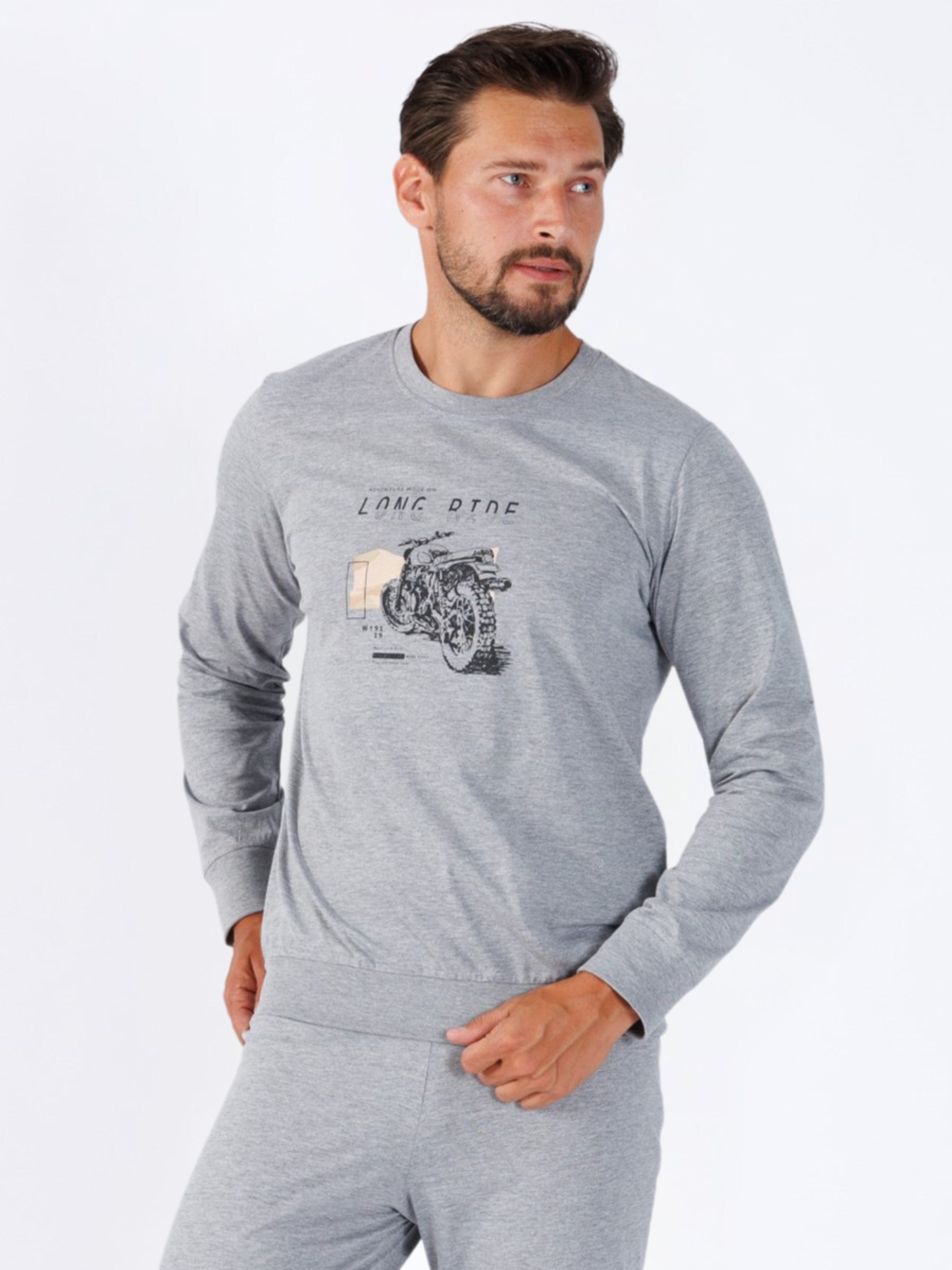 HOTBERG Schlafanzug langer Herren Pyjama Bündchen an Armen und Beinen, Cotton
