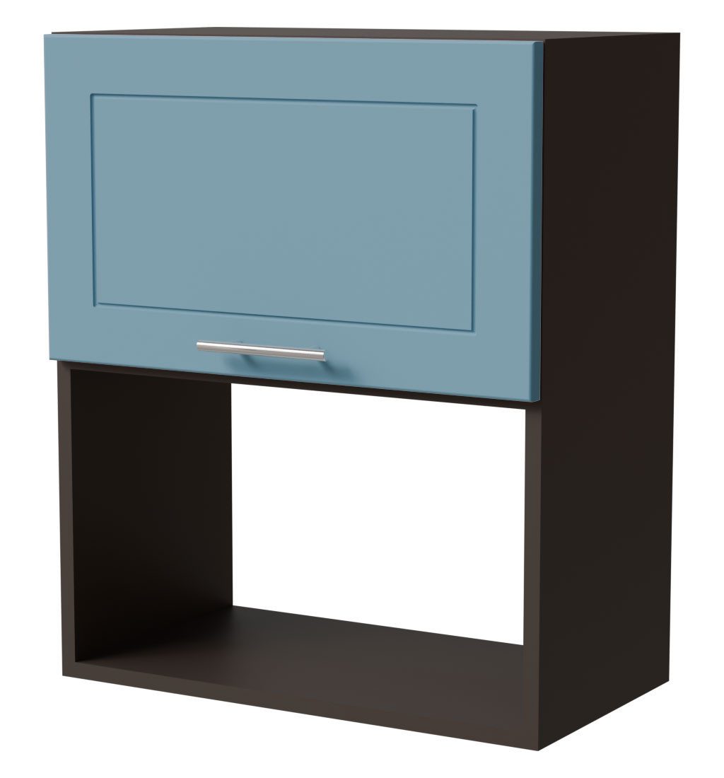 Feldmann-Wohnen Mikrowellenumbauschrank Bari (W2MK/60, 1 Klappe, 1 Gerätefach, 1-St., moderne Kassettenoptik, lackierte Fronten, 60x32,5x72cm) lava / RAL 5024 pastellblau matt
