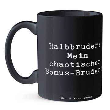 Mr. & Mrs. Panda Tasse Halbbruder Chaos - Schwarz - Geschenk, Becher, Keramiktasse, Kaffeeta, Keramik, Exklusive Motive