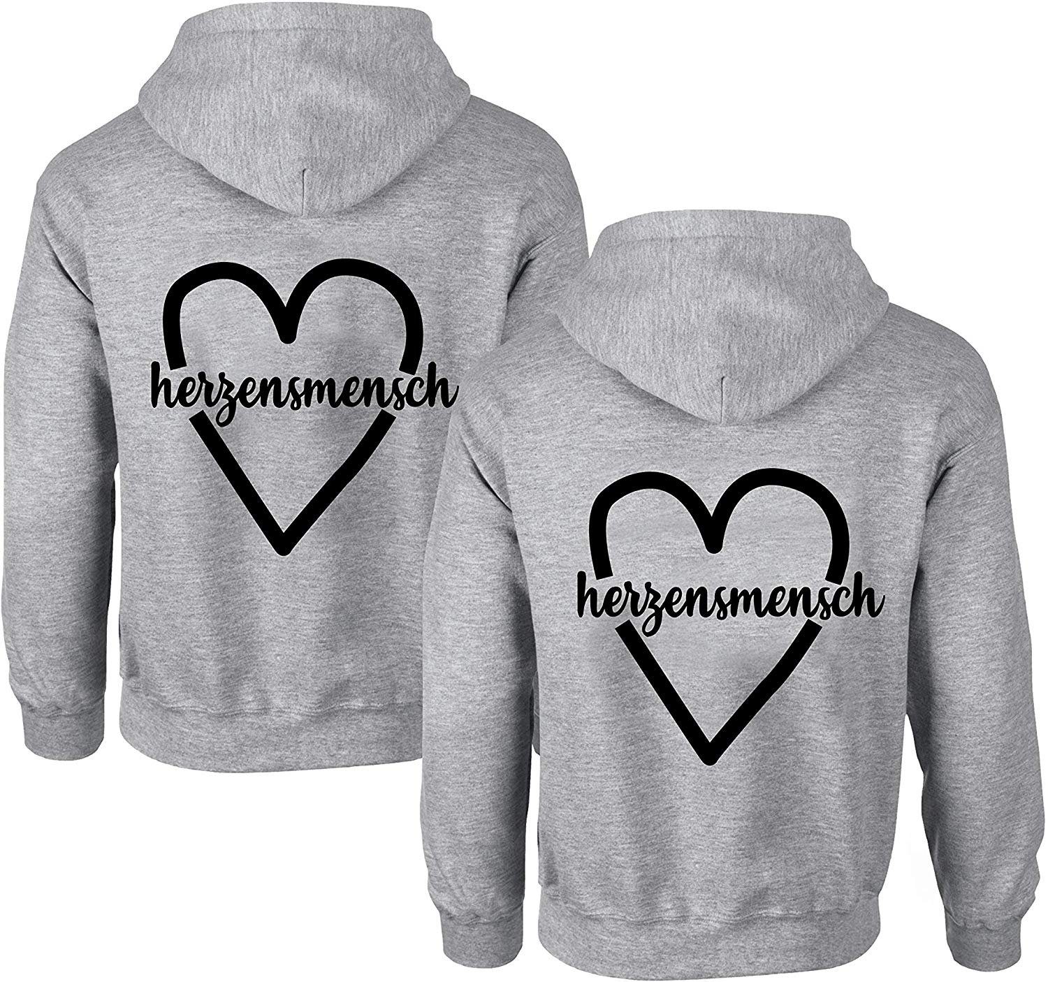 Couples Shop Kapuzenpullover Beste Freunde Damen Hoodie Pullover Herzensmensch mit BFF Logo Print