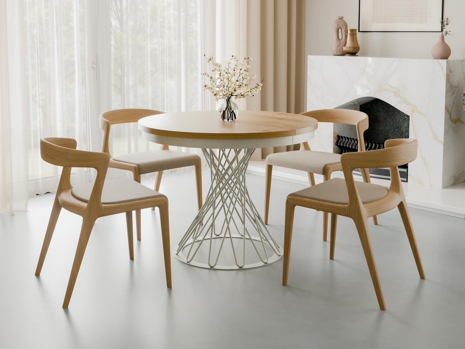 Compleo Esstisch Küchentisch, Runder Esszimmertisch 100-140, Metallbeine LU günstig online kaufen