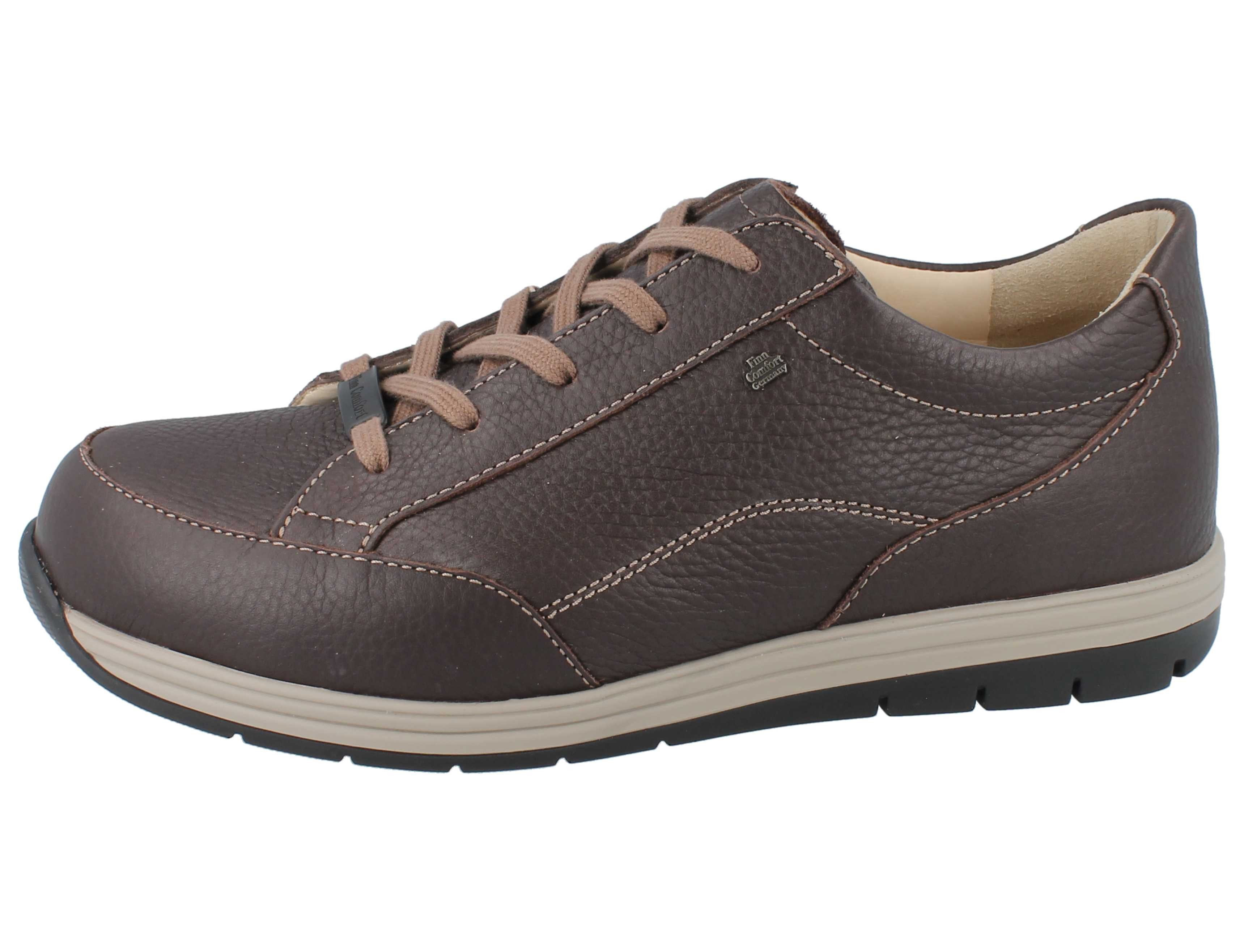 Finn Comfort FINN COMFORT Osorno Herren Halbschuhe dunkelbraun genarbtes Schnürschuh Wechselfußbett