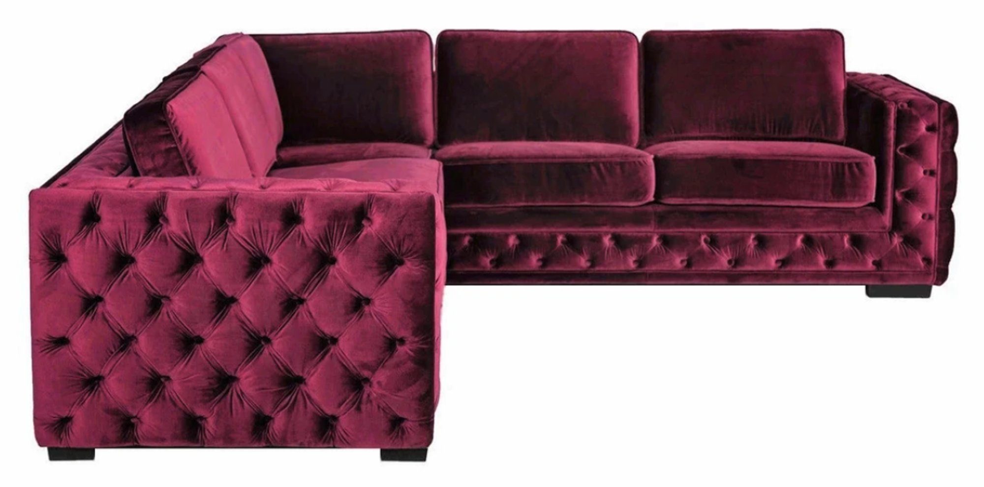 set samt sofa luxus couch JVmoebel chesterfield Lila Ecksofa, couchen stoff knöpfe
