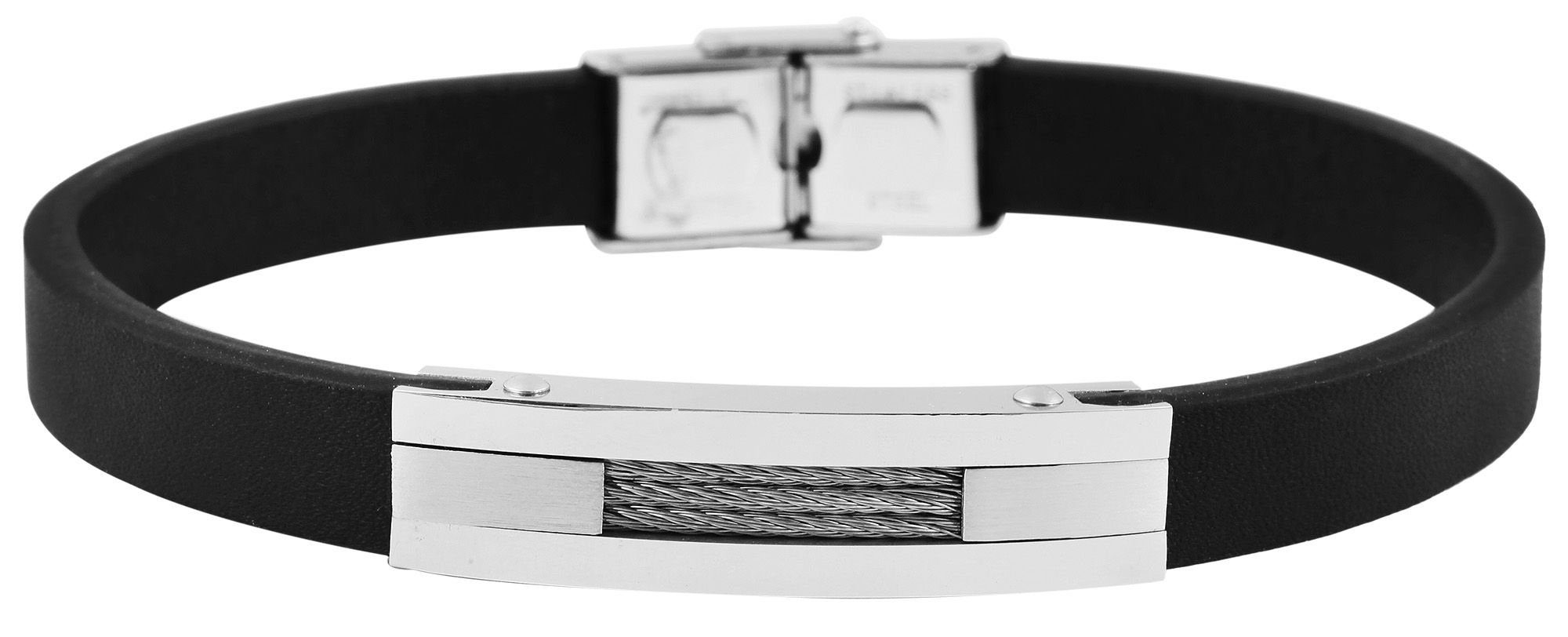 AKZENT Lederarmband Vedric Armband aus Echtleder mit Edelstahlelemente (einzeln) Schwarz