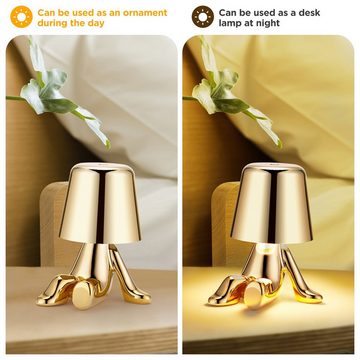 BlingBin LED Tischleuchte Tischlampe mit Touch Steuerung, Thinker Statue Gold Man Dekorative, Sitzhaltung, LED fest integriert, weißes licht, warmweißes licht, warmes licht, USB Charging 3 Helligkeitsstufen