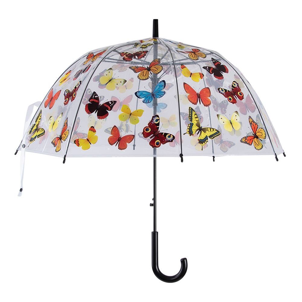 Rivanto Stockregenschirm, Regenschirm Schmetterlinge transparent, Durchmesser 83 x H81.5 cm