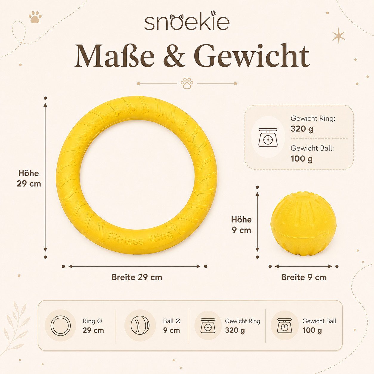 SNOEKIE Kauring SNOEKIE Hundespielzeug Set 2-teilig, EVA-Ring 29 cm und Ball 9 cm