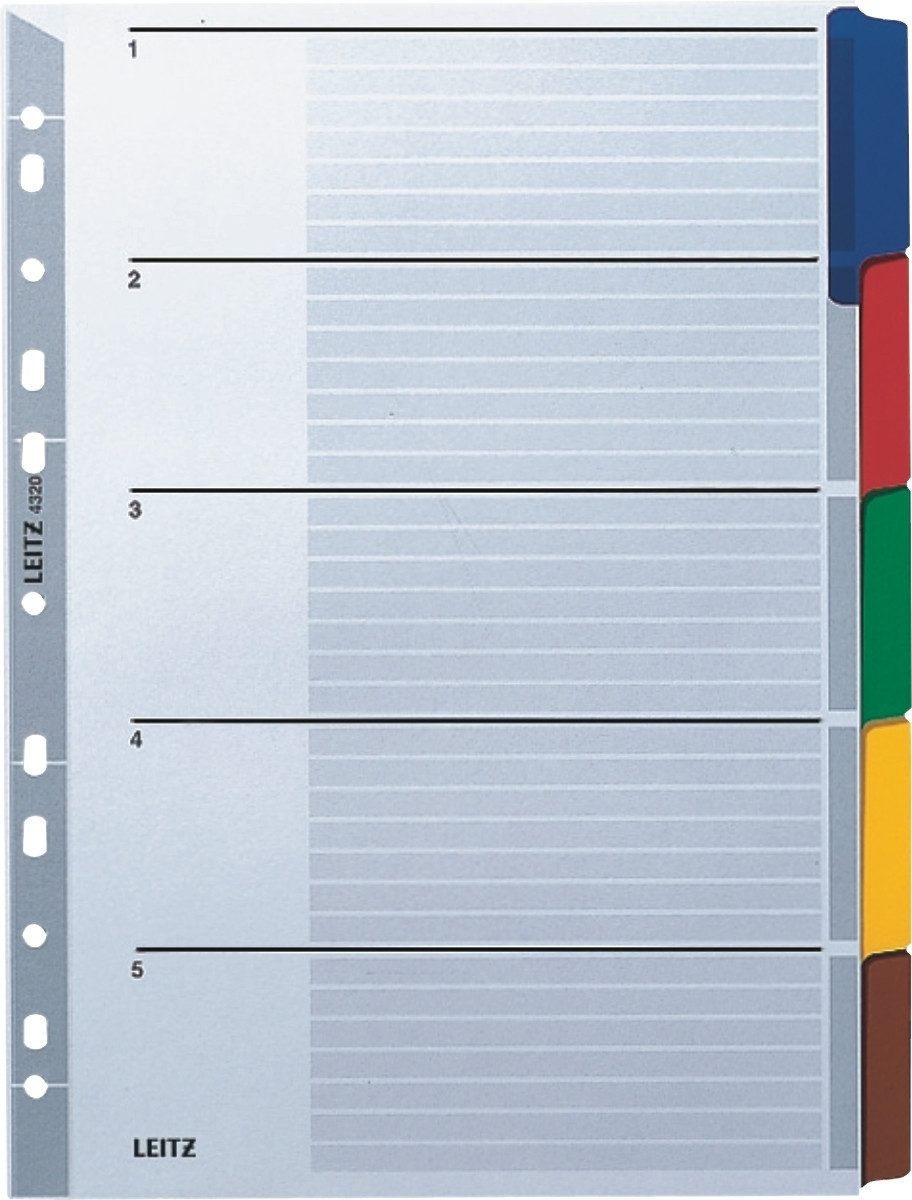 LEITZ Aktenordner Register A4 160g/qm Karton blanko 5-teilig