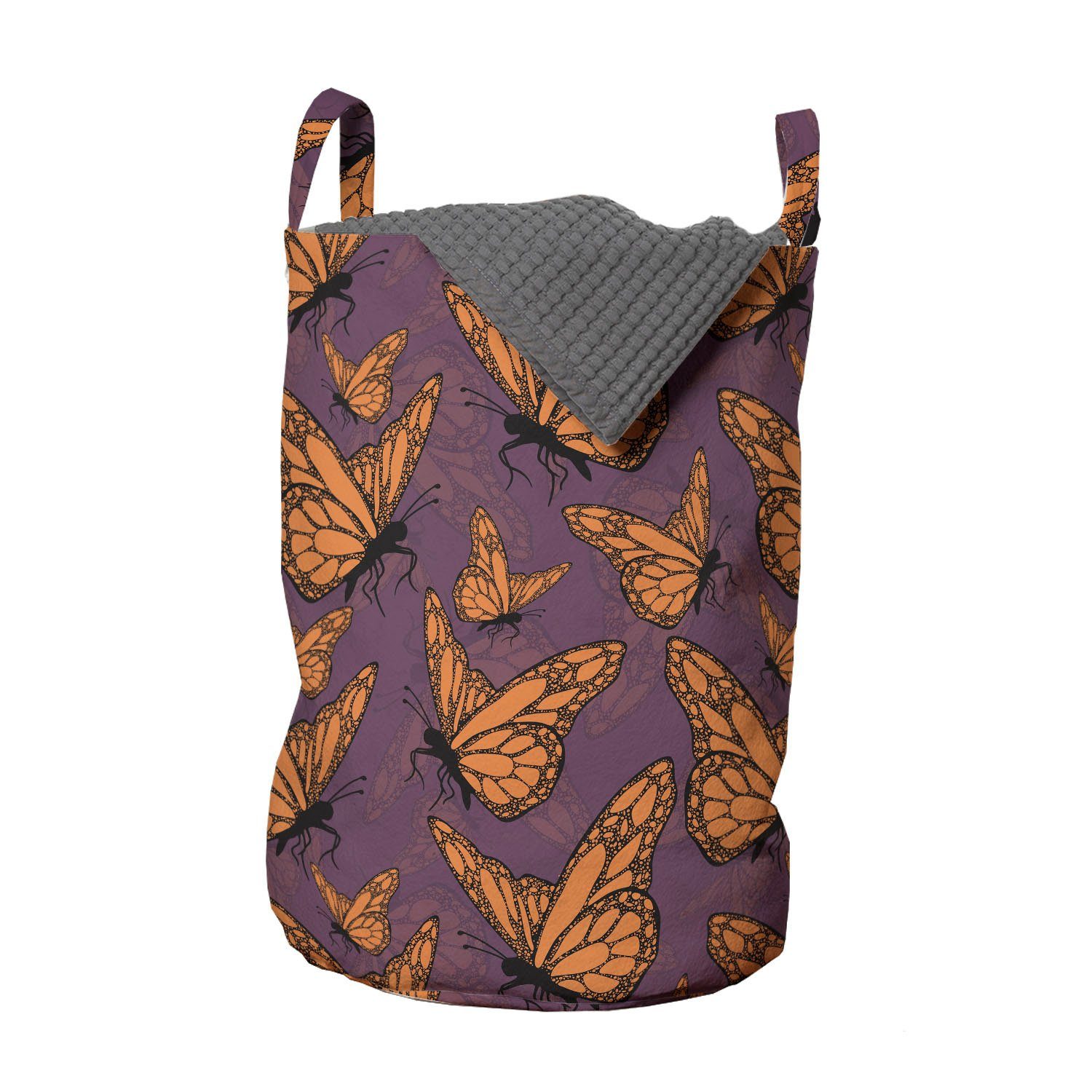 Wäschesäckchen mit Griffen Abakuhaus Kordelzugverschluss Waschsalons, mit Schmetterling für Flügeln Insekt Wäschekorb gepunkteten