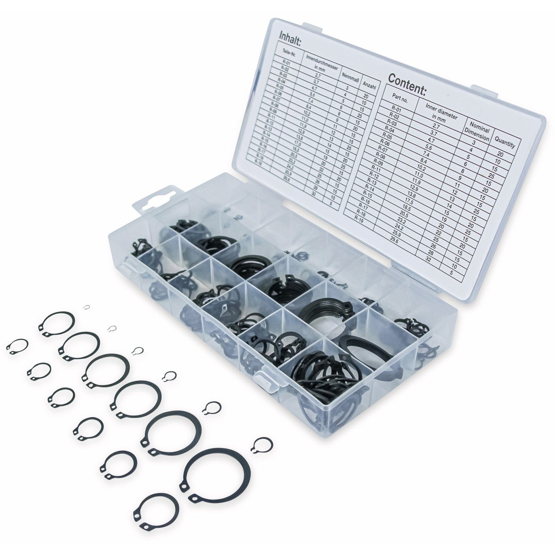 BGS technic Sicherungsring BGS TECHNIC Außen-Seegering-Set, 8046, Ø3...32 mm, 300-tlg