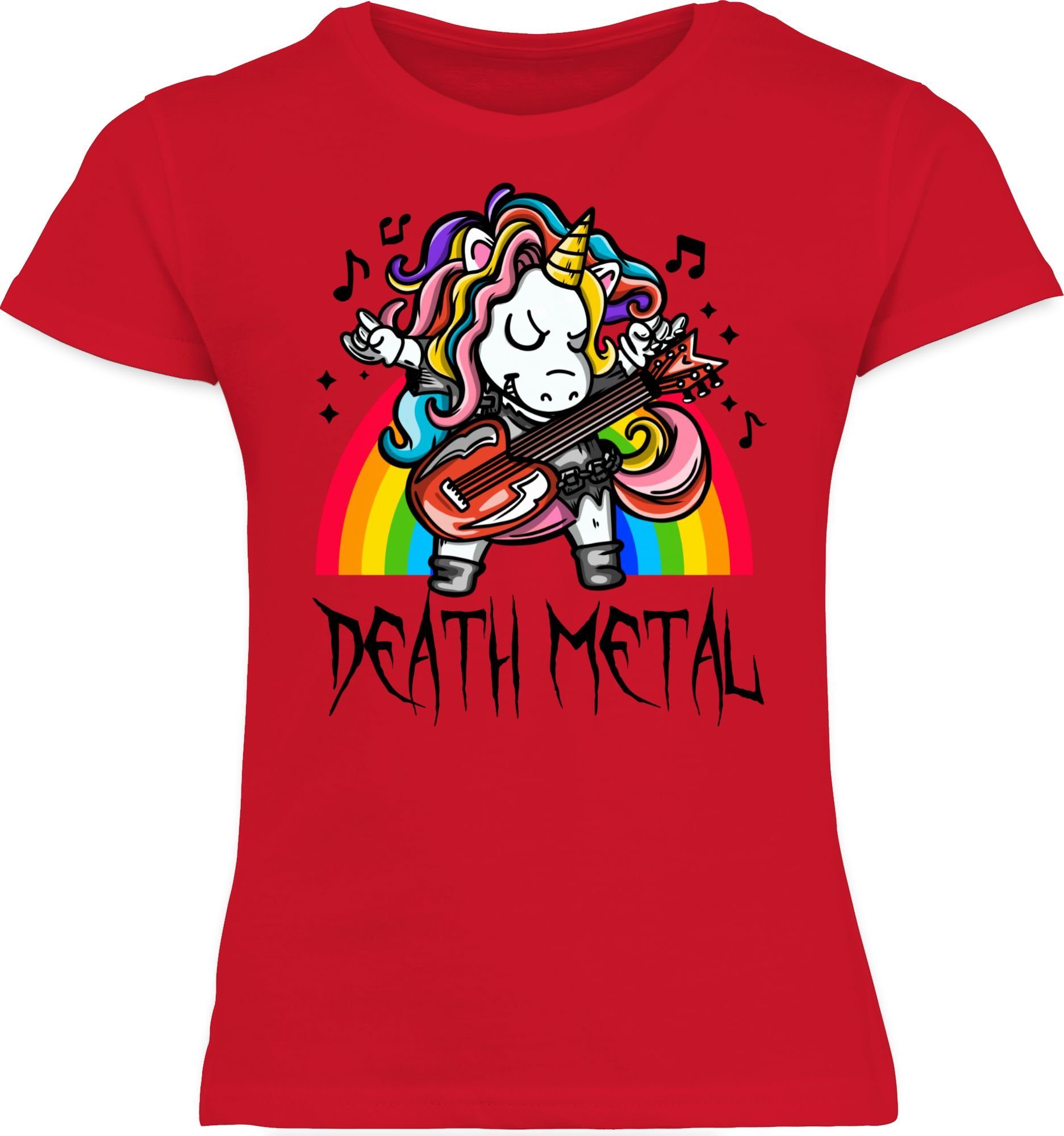 3 T-Shirt Shirtracer Co Rot Death Einhorn - Metal Kinderkleidung und Unicorn