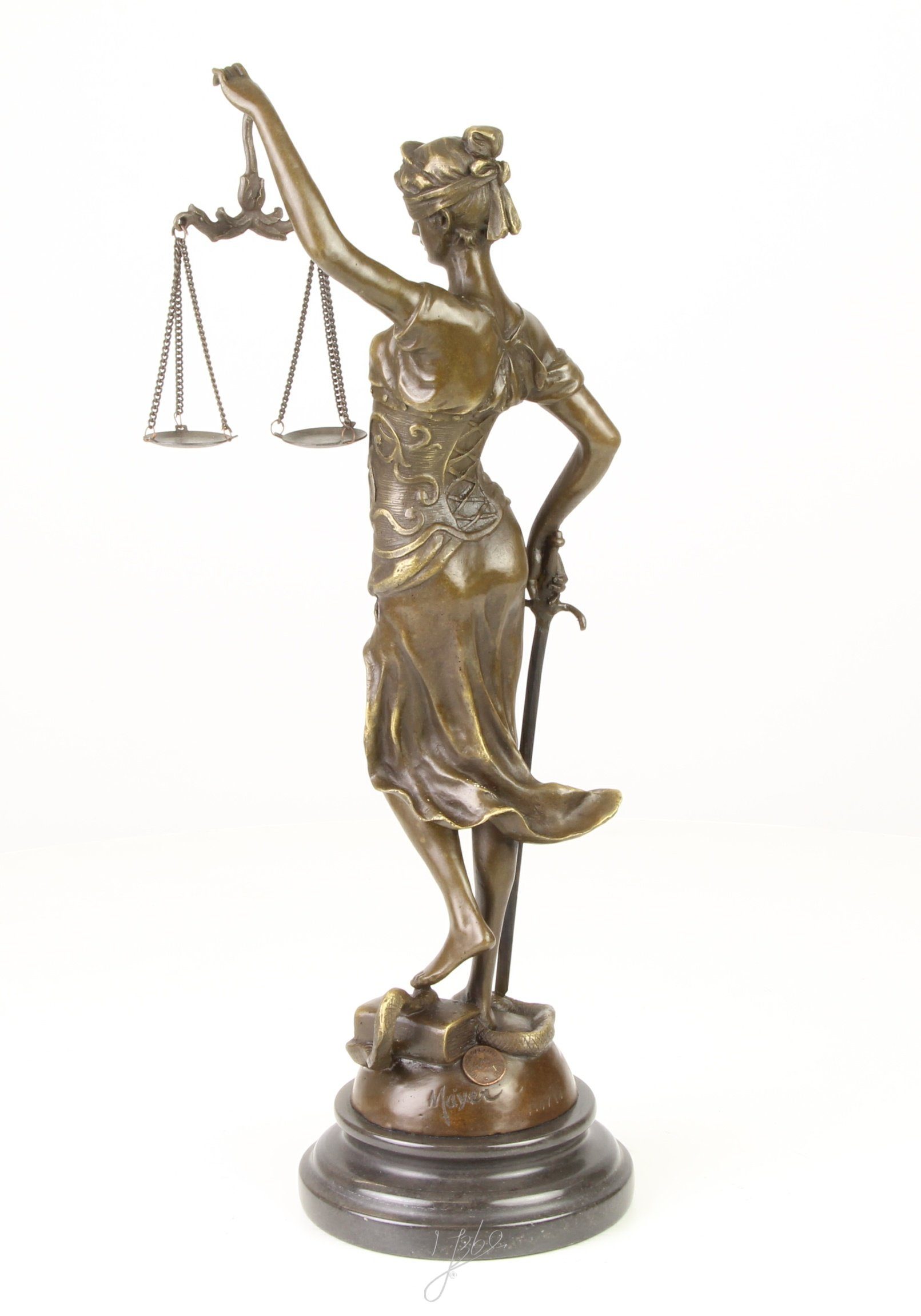Skulptur Bronzefigur Skulptur Justitia Marmorsockel Bronze 39,5 cm