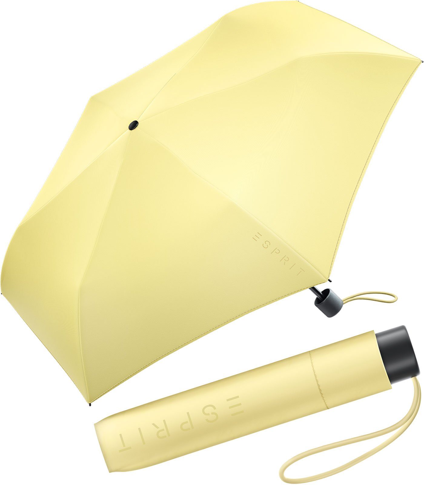 gelb Slimline Regenschirm in Taschenregenschirm Trendfarben Mini 2022, Damen neuen Esprit den sehr FJ leicht,