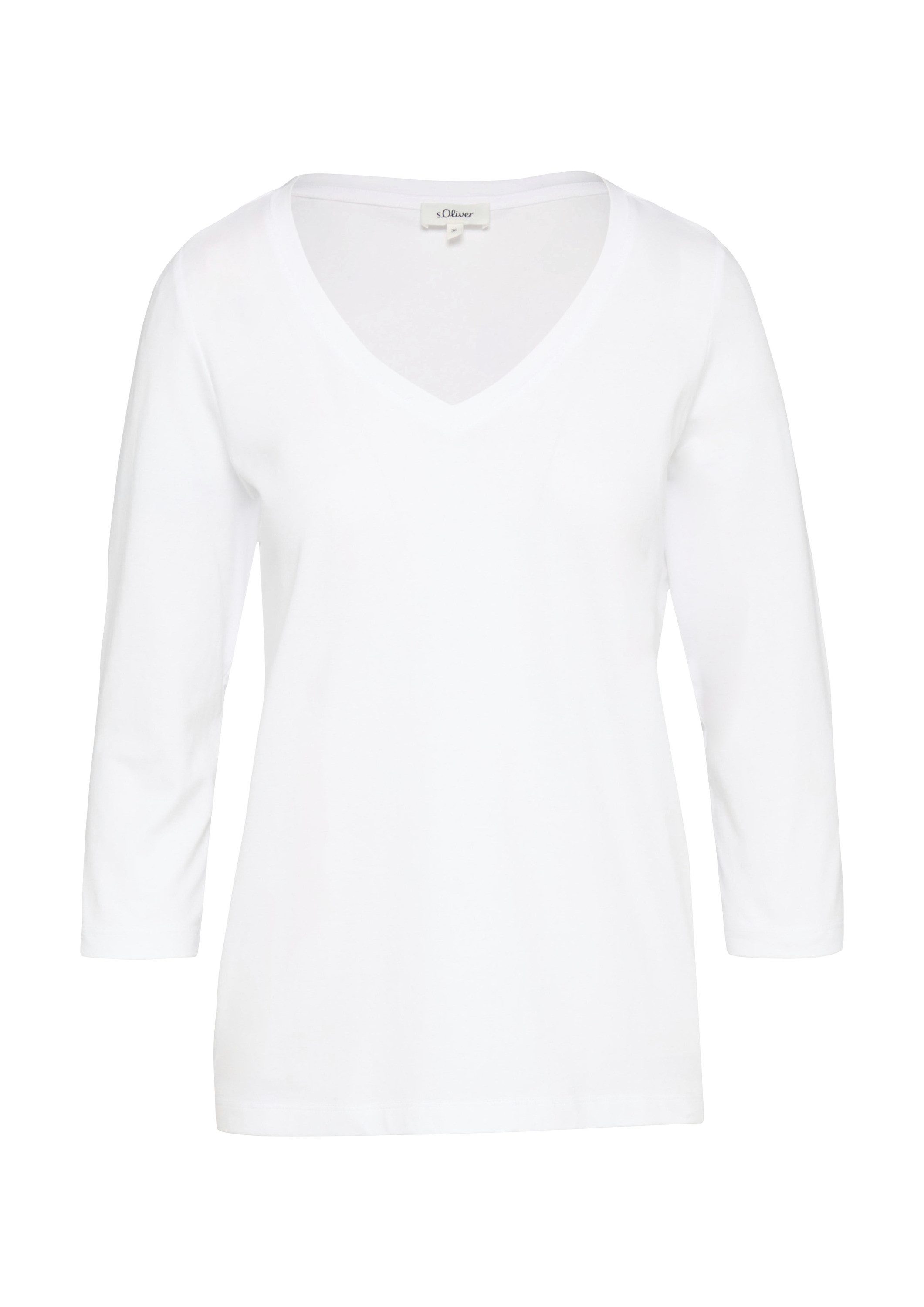 s.Oliver 3/4-Arm-Shirt T-Shirt Jerseyshirt mit V-Ausschnitt und 3/4-Ärmeln günstig online kaufen