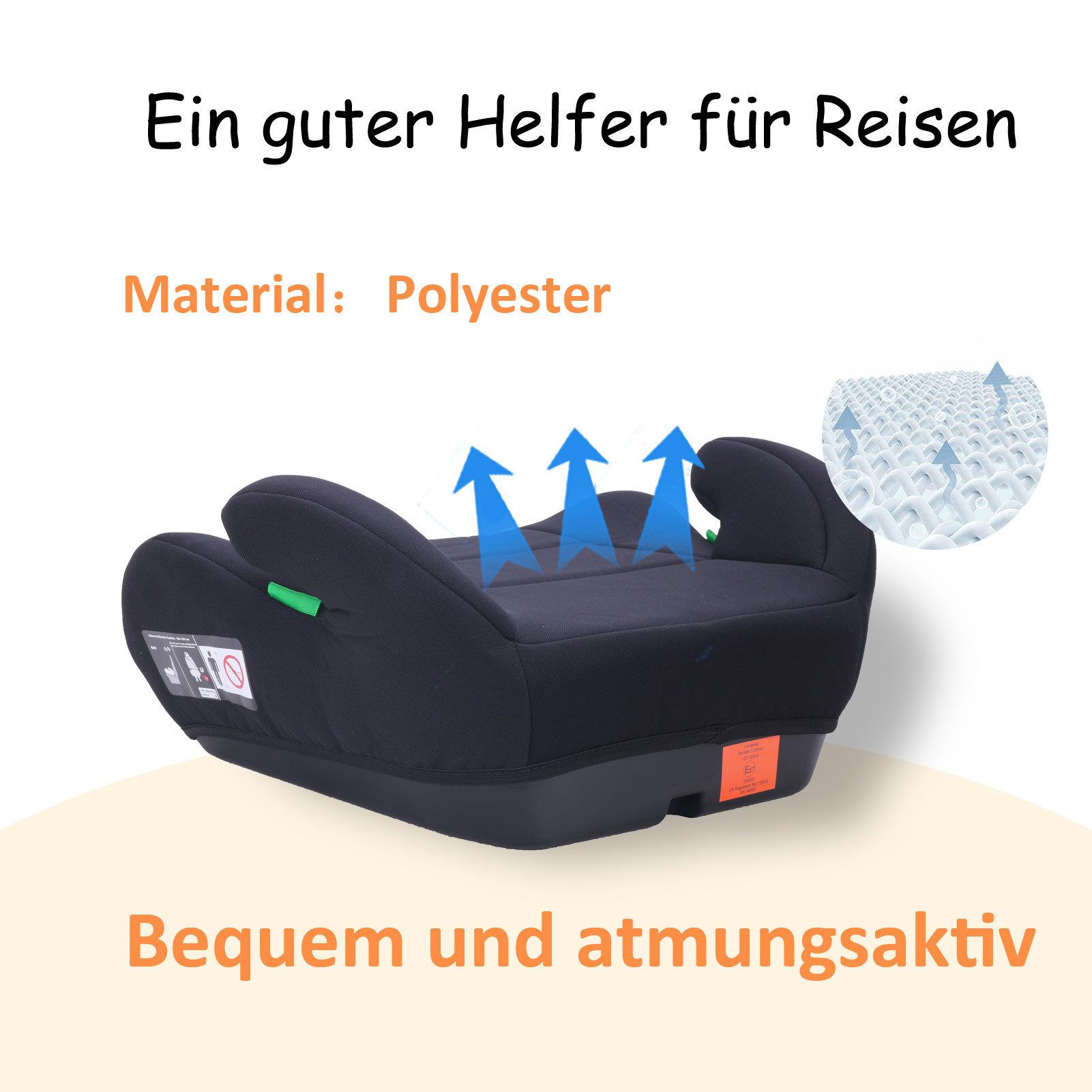 Yalion Kindersitzerhöhung Kindersitzerhöhung ECE R129/03 Sitzerhöhung für Kinder von 125–150 cm, ab: ca.6Jahren, bis: 10Jahren, (i-Size Autositz für Kinder Lila – Bild 5 von 5