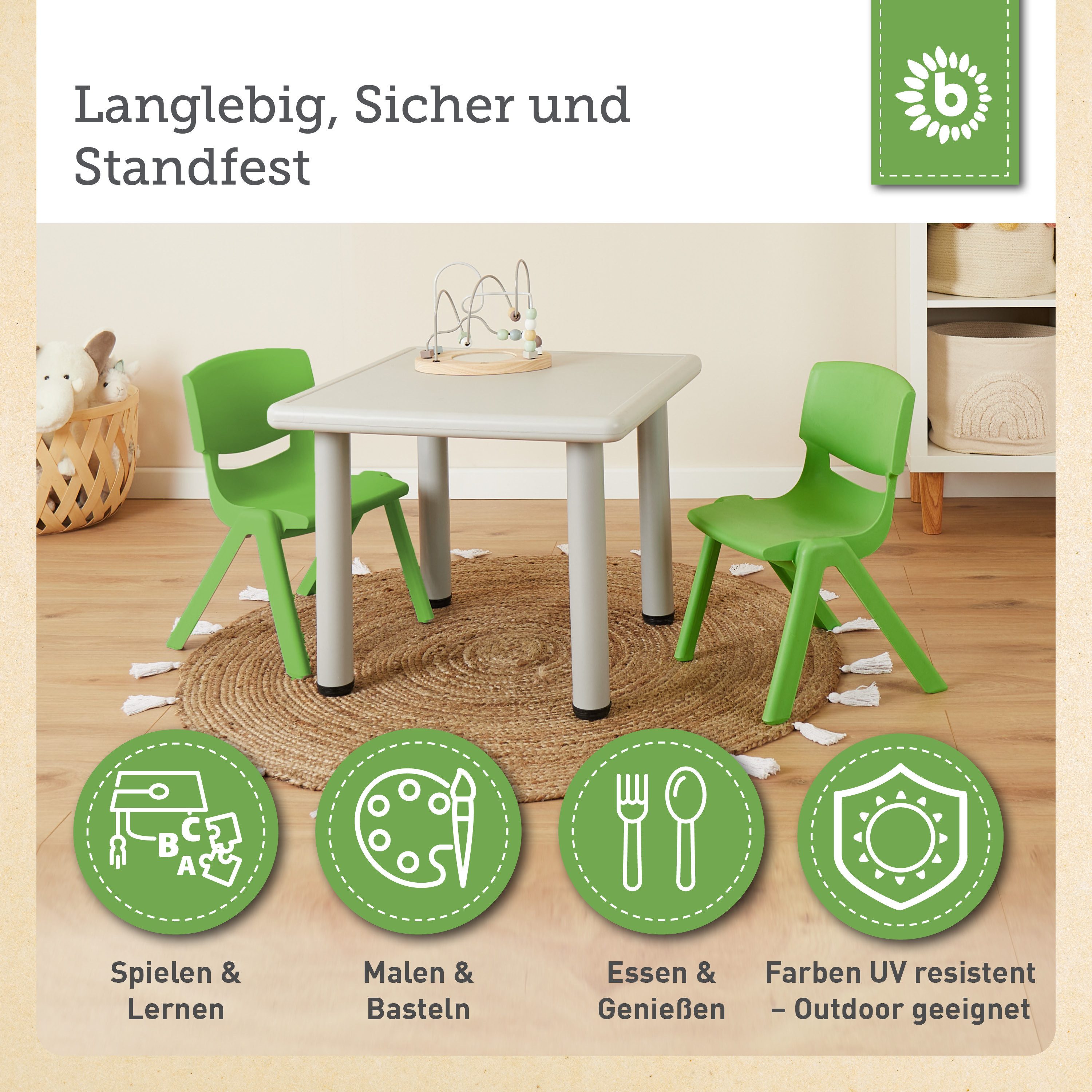 BIECO Stuhl Bieco Kinderstuhl bis 80 kg belastbar, stapelbar & kippsicher Stuhl – Bild 5 von 5