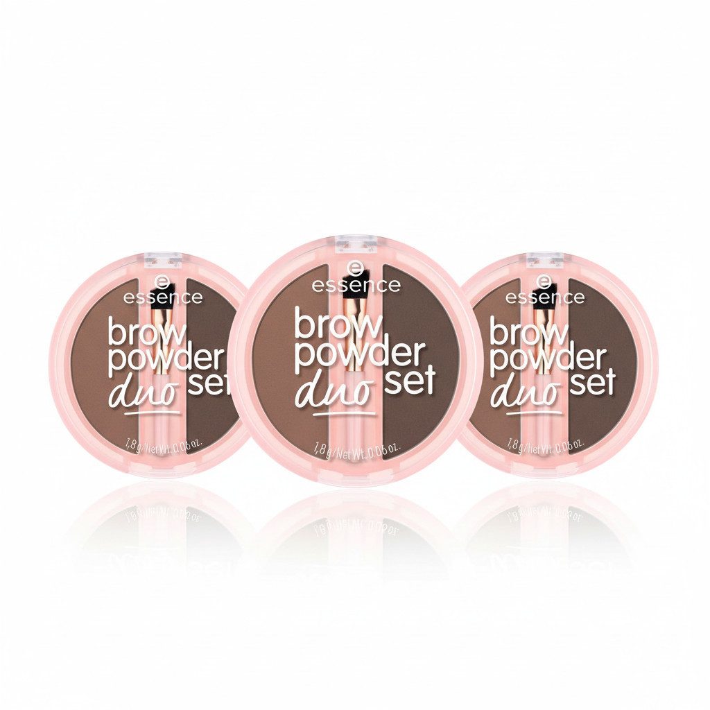 Essence Augenbrauen-Puder BROW POWDER DUO SET, 3-tlg., natürliche Definition der Augenbrauen, präzise Anwendung, verblendbar.