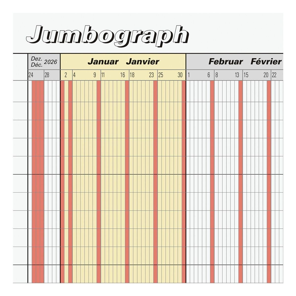 BRUNNEN Urlaubsplaner Jumbograph 2027, 1 Seite = 12 Monate, für bis zu 35 Personen – Bild 2 von 2