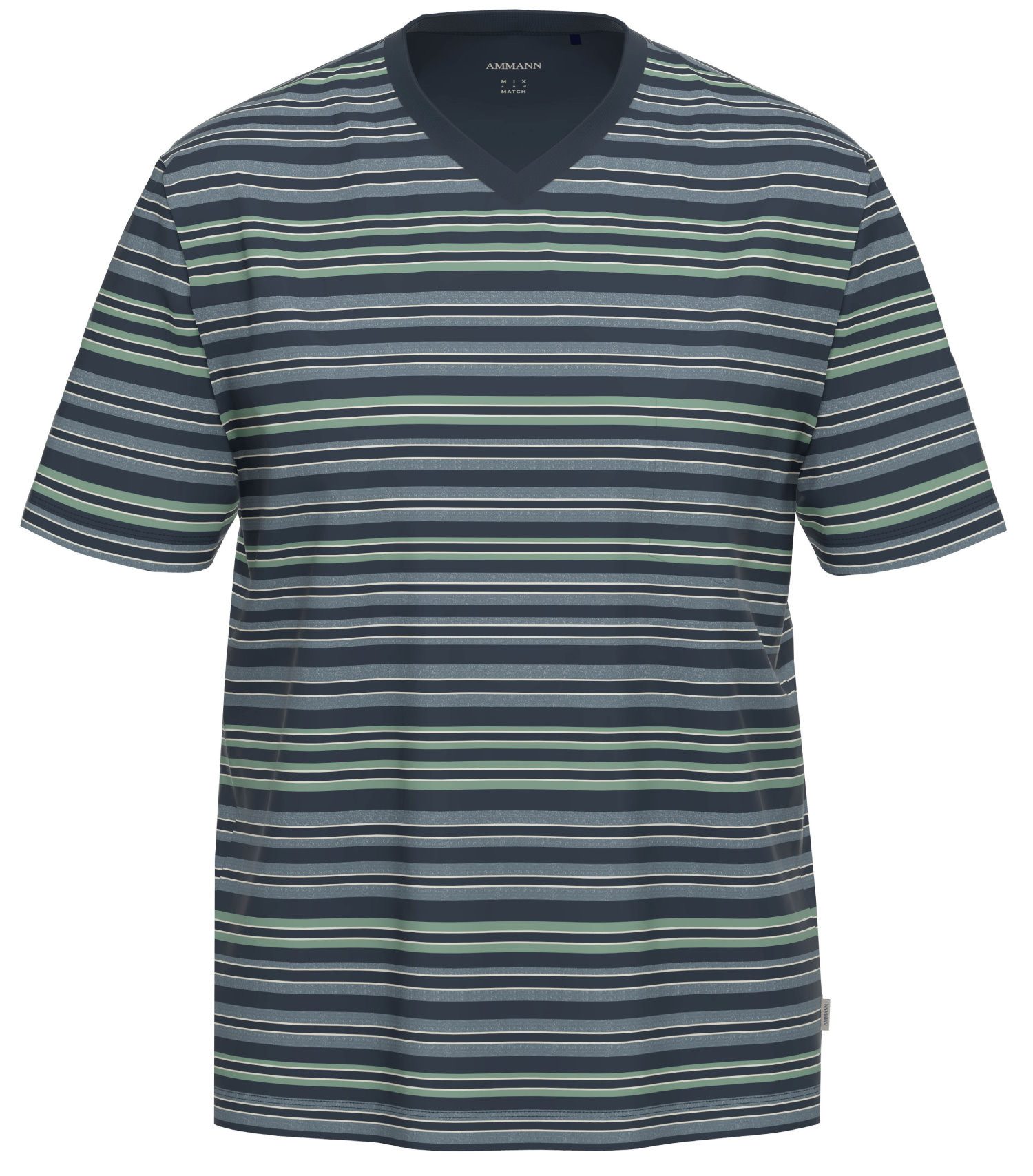 Ammann Pyjamaoberteil Bio Herren-T-Shirt Single-Jersey Streifen günstig online kaufen