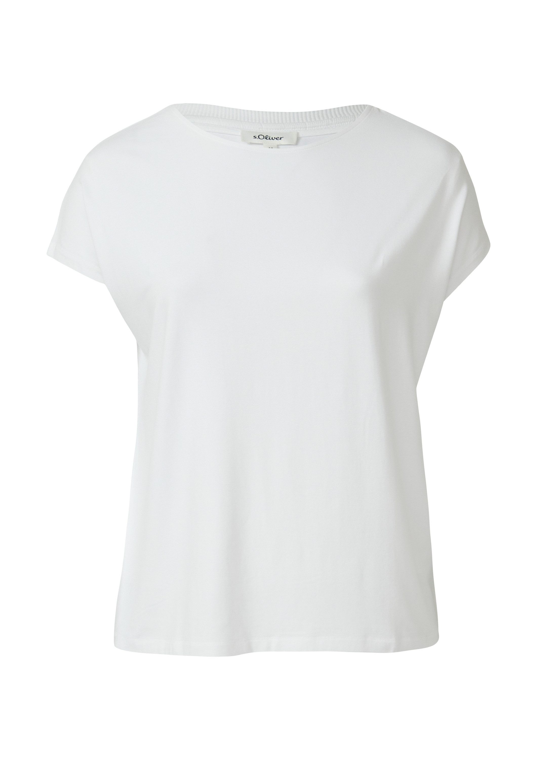 s.Oliver Kurzarmshirt T-Shirt Fließendes Jersey-Shirt mit überschnittenen S günstig online kaufen