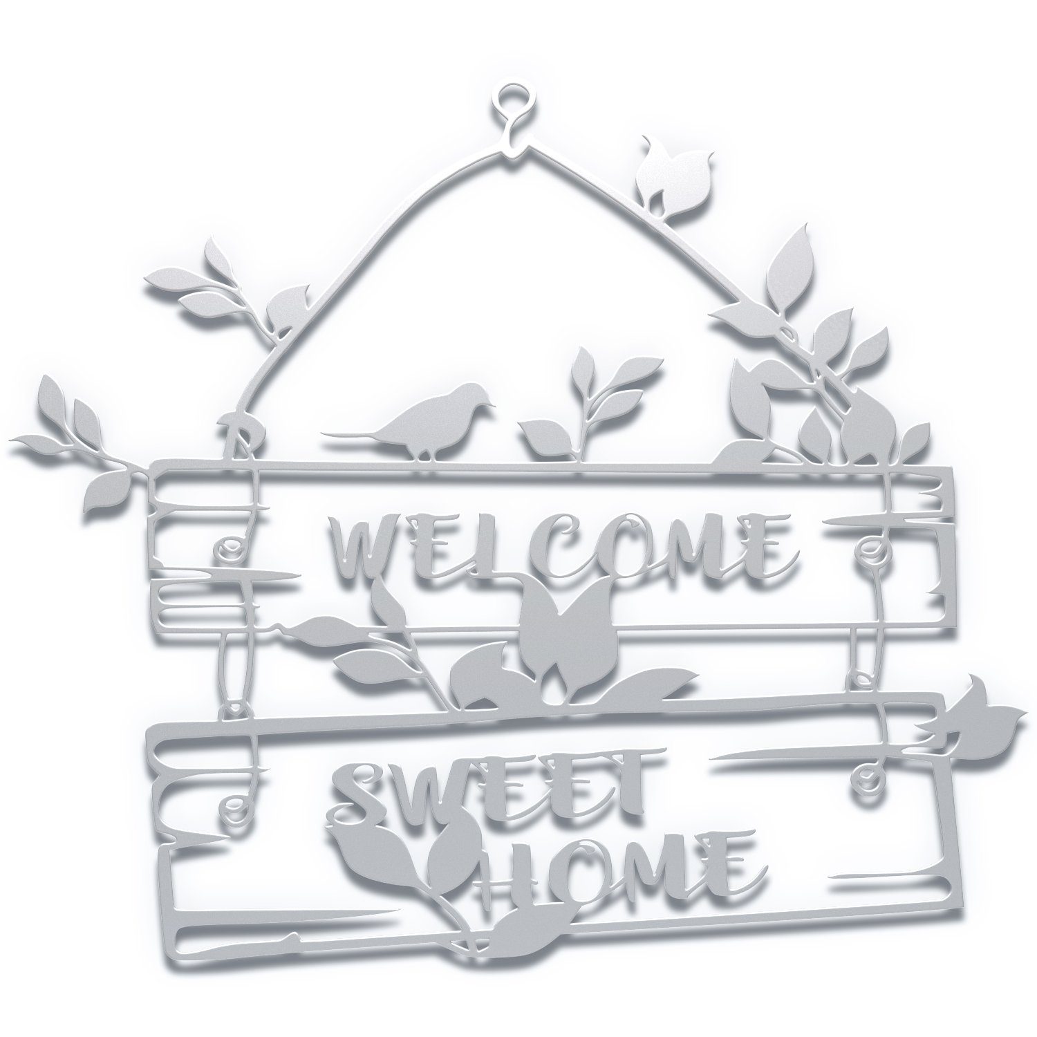 Wanddekoobjekt WB03 Wanddekoration Deko Metallschild Welcome Silber Stahl Wandkunst