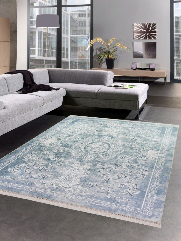 Teppich Teppich Wohnzimmerteppich Ornamente waschbar grau