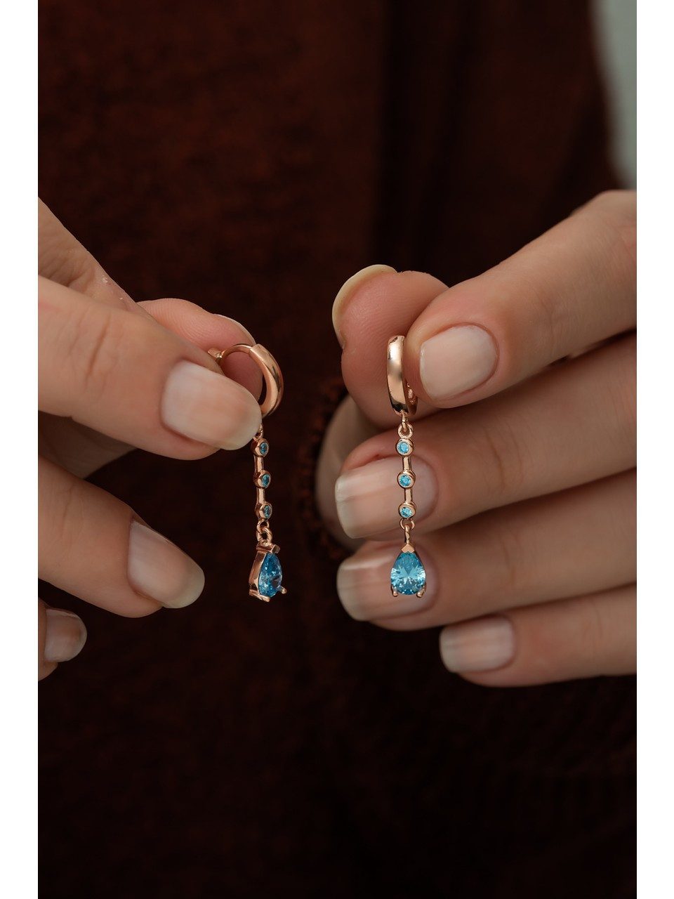 Nisan Ohrring-Set, 925 Sterling Silber Damen Ohrringe, Aquamarin – Roségold günstig online kaufen