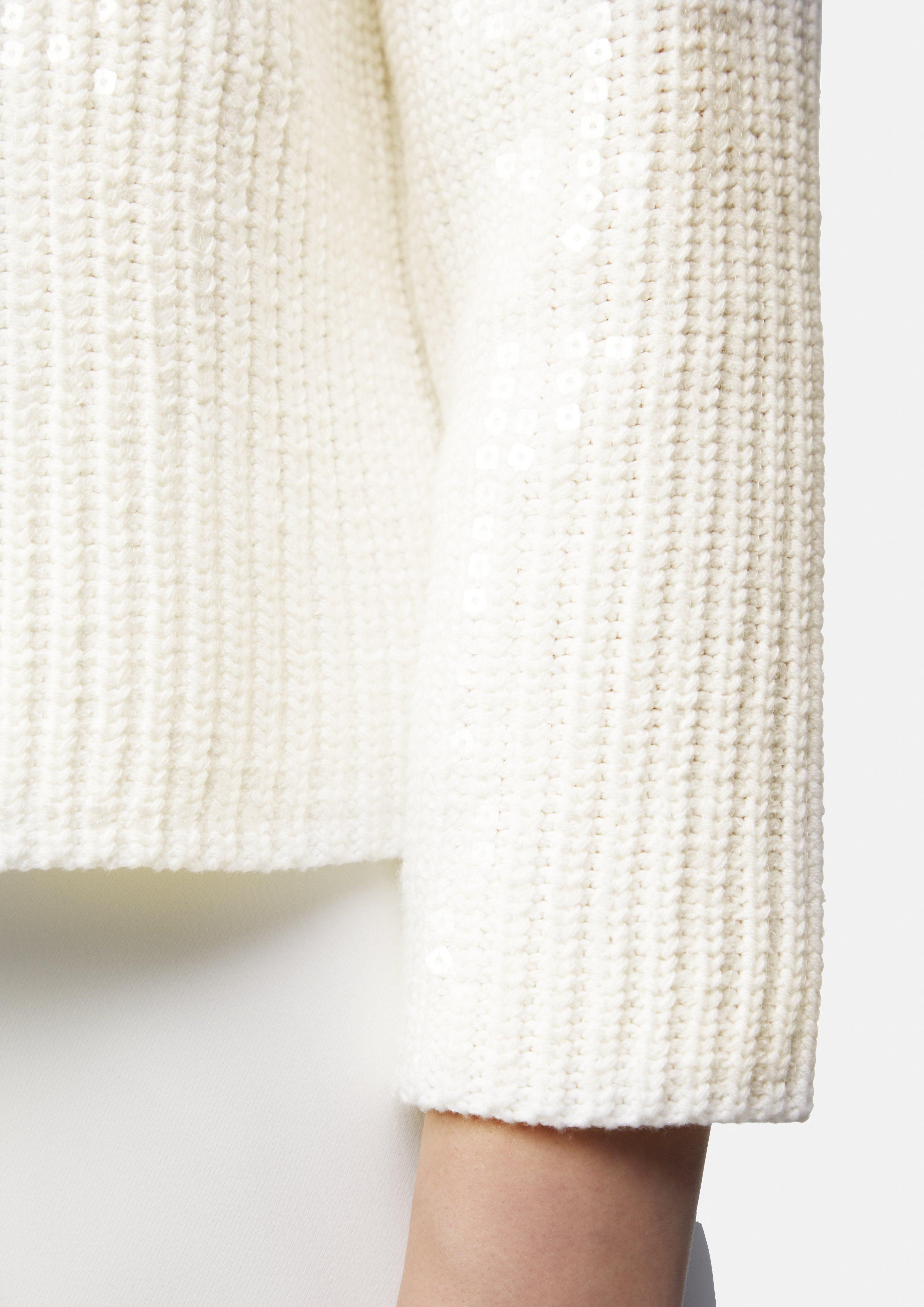 comma Strickjacke Kurzer Ripp-Cardigan mit Pailletten günstig online kaufen