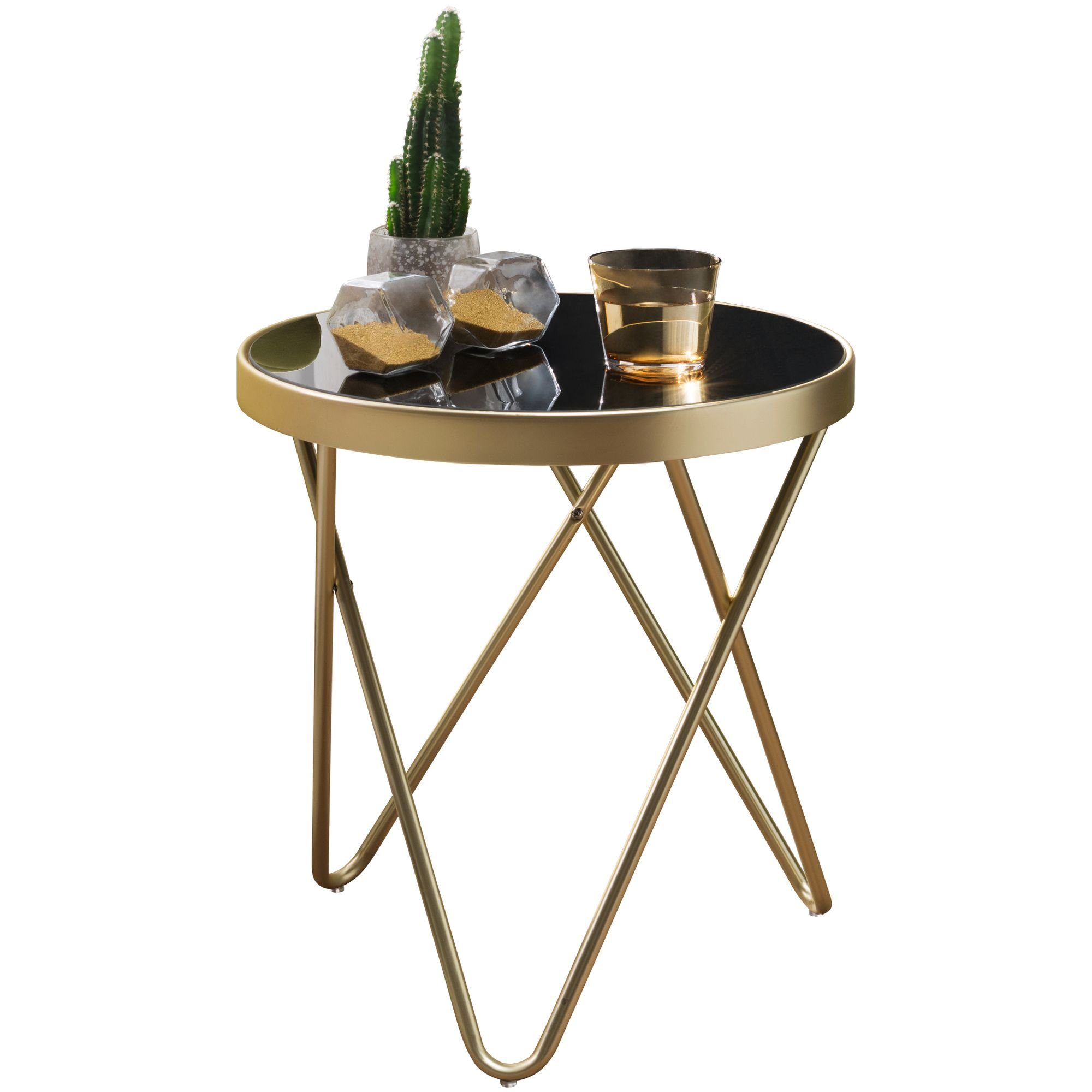 möbelando Beistelltisch Design Beistelltisch PARMA 42x46x42cm Couchtisch Rund Schwarz/Matt, 42 x 46 cm (D/H)