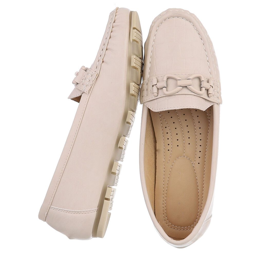 Ital-Design Eleganter Mokassin mit Schnalle für Damen im Alltag Slipper (90793502) Flach Mokassins in Beige