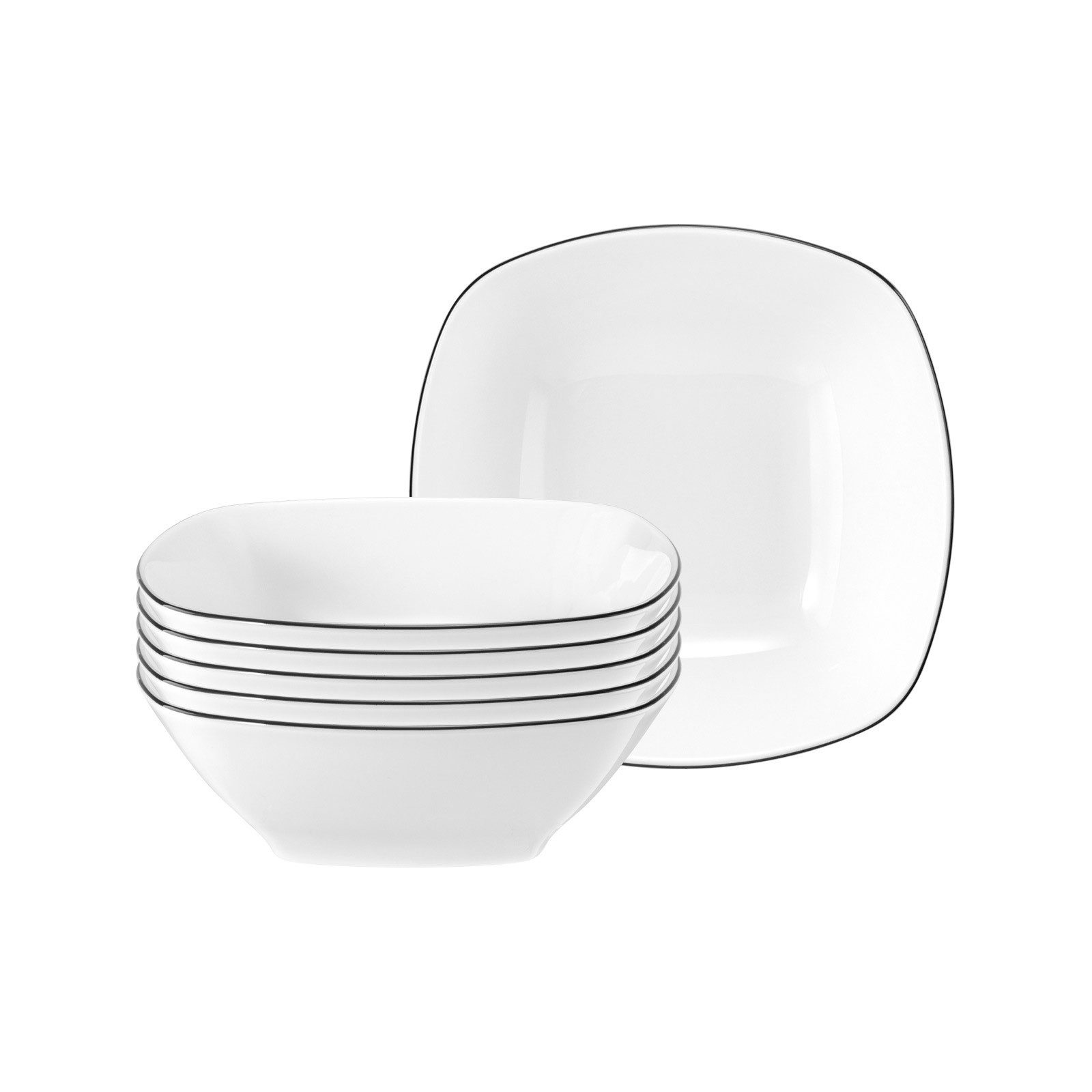 Seltmann Weiden Schale Lido Black Line Dessertschalen 15 x 15 cm 6er Set, Porzellan, (6 Schalen, 6-tlg)