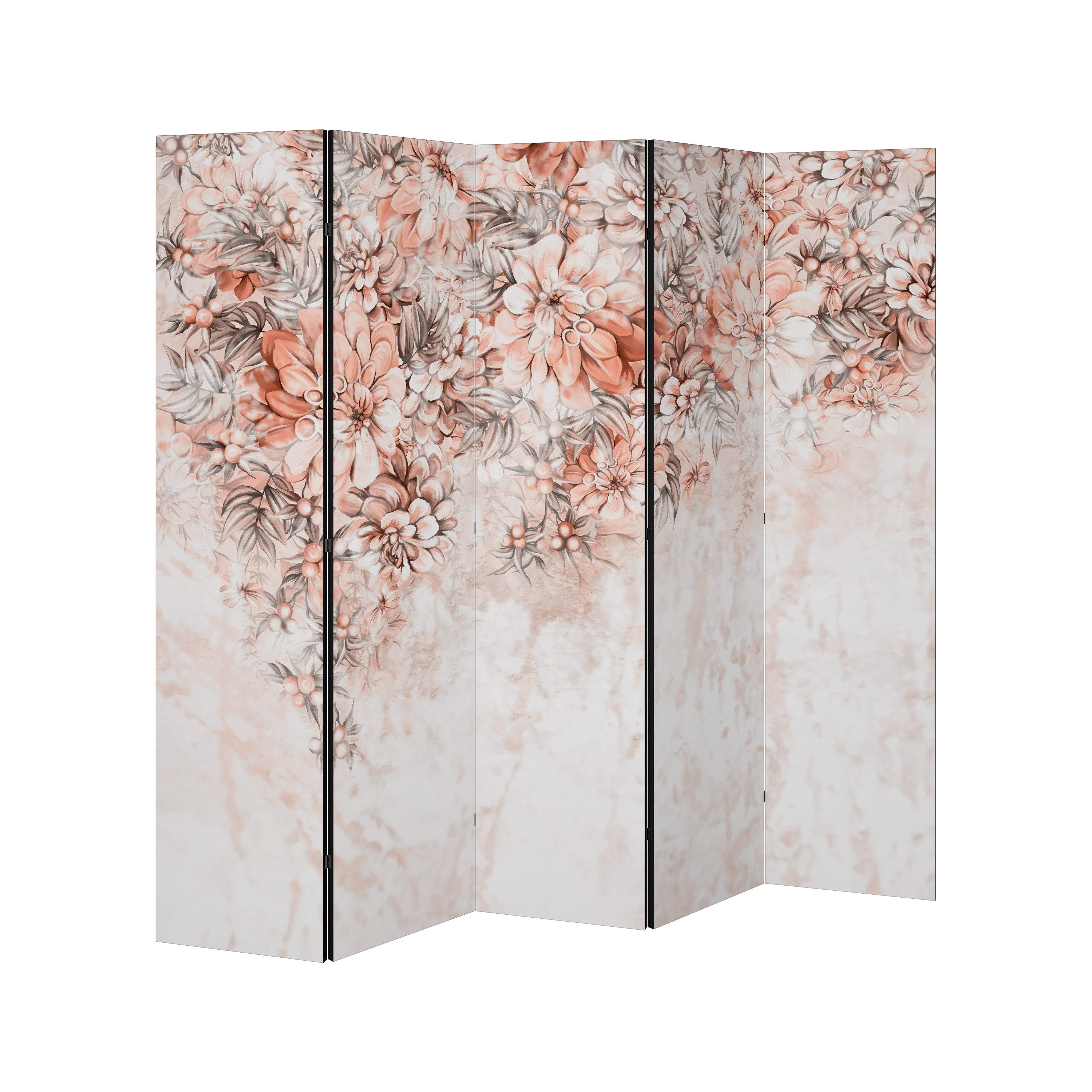 SPACEREBELS Paravent MARBLE GARDEN FANTASY (1 St), Raumteiler mit 5 Paneelen, beidseitig bedruckt, 190 x 168 cm