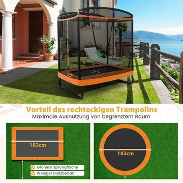 COSTWAY Gartentrampolin rechteckig, mit Schaukel