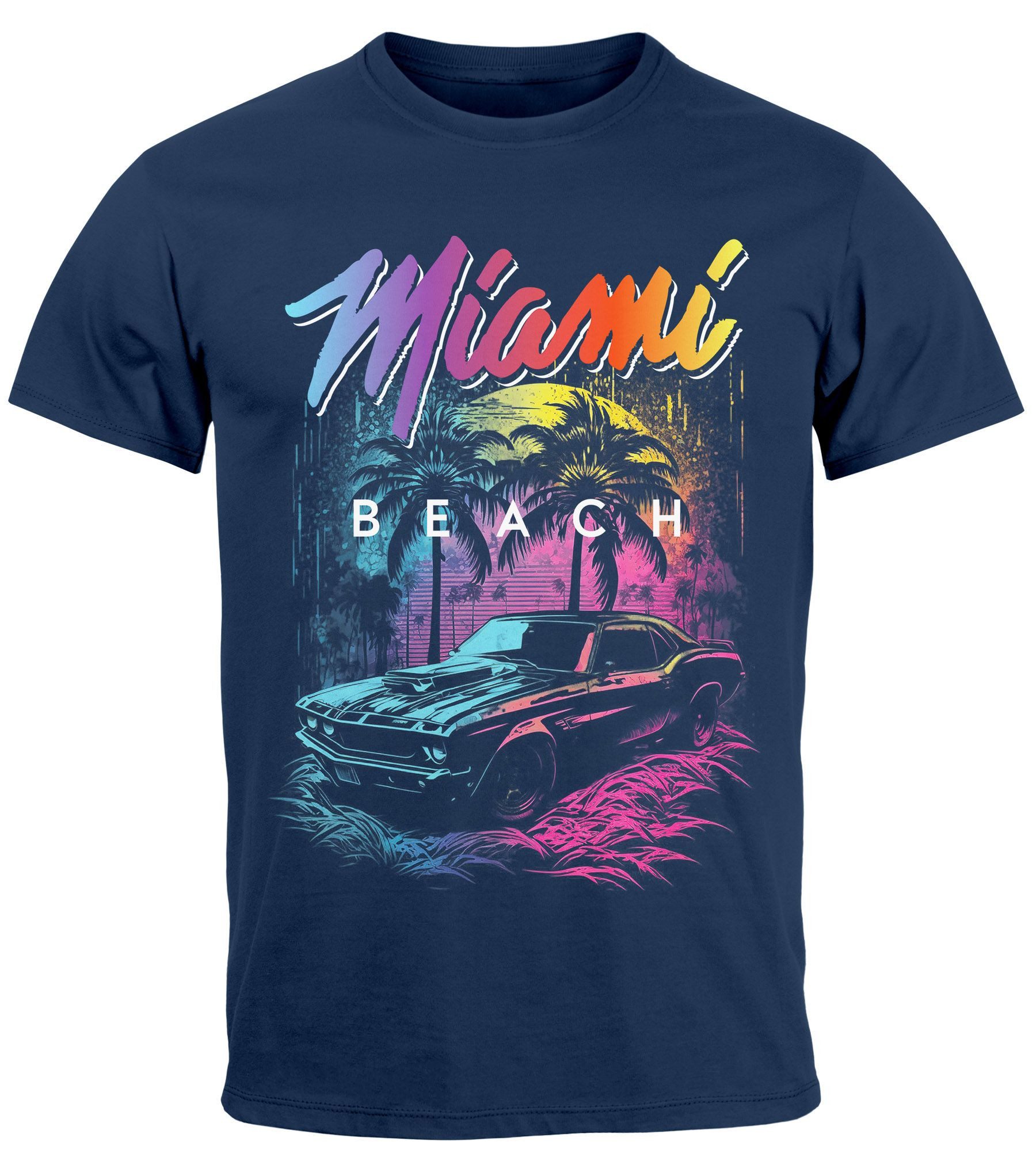 Neverless Print-Shirt Herren T-Shirt Miami Beach günstig online kaufen