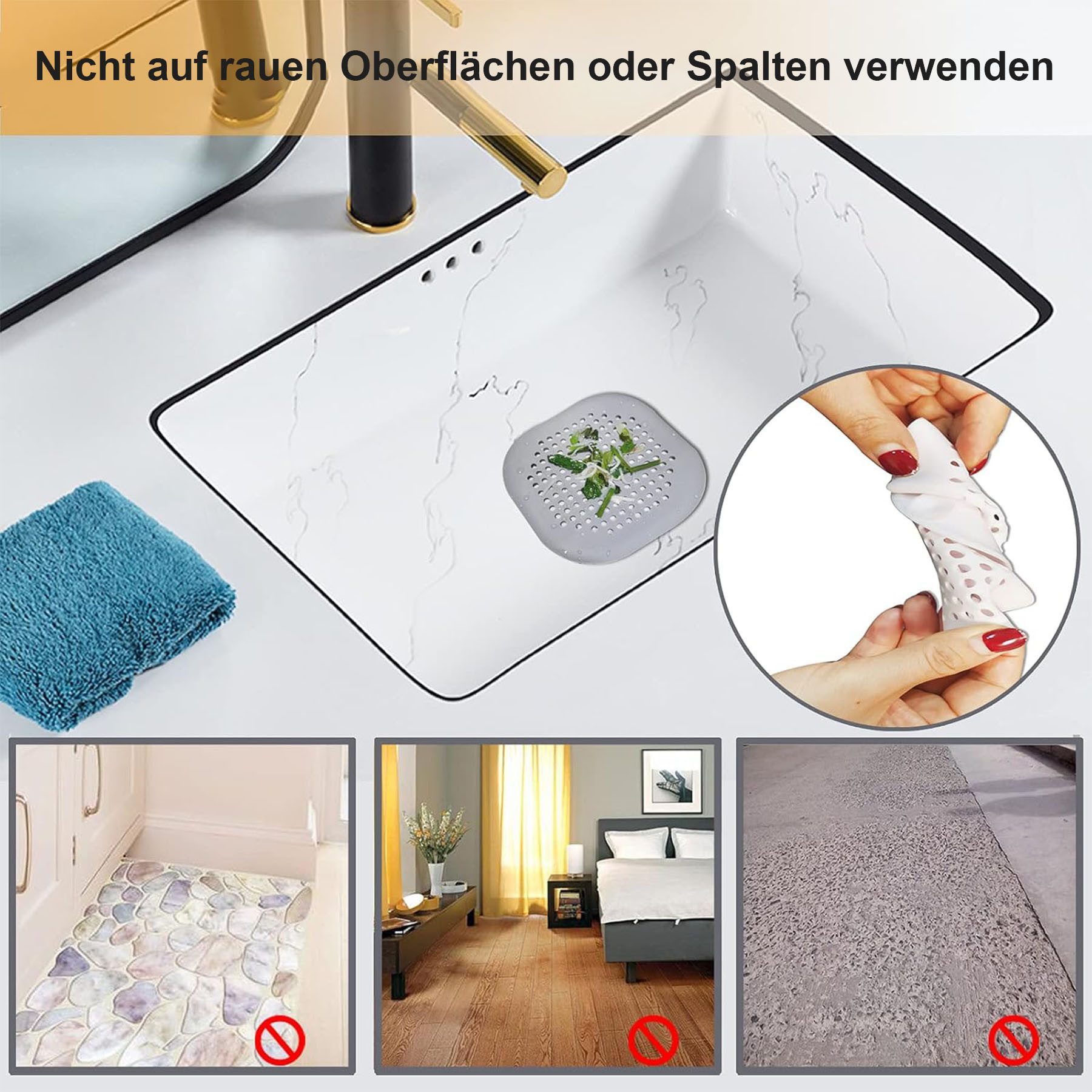 Mutig Waschbeckenstöpsel 6 Stück Abflusssieb Silikon,Abfluss Haarfänger mit Saugnäpfen, (6 Stück Haarsieb Dusche, praktische Silikonsiebe für Abflüsse, Abfluss- – Bild 5 von 5