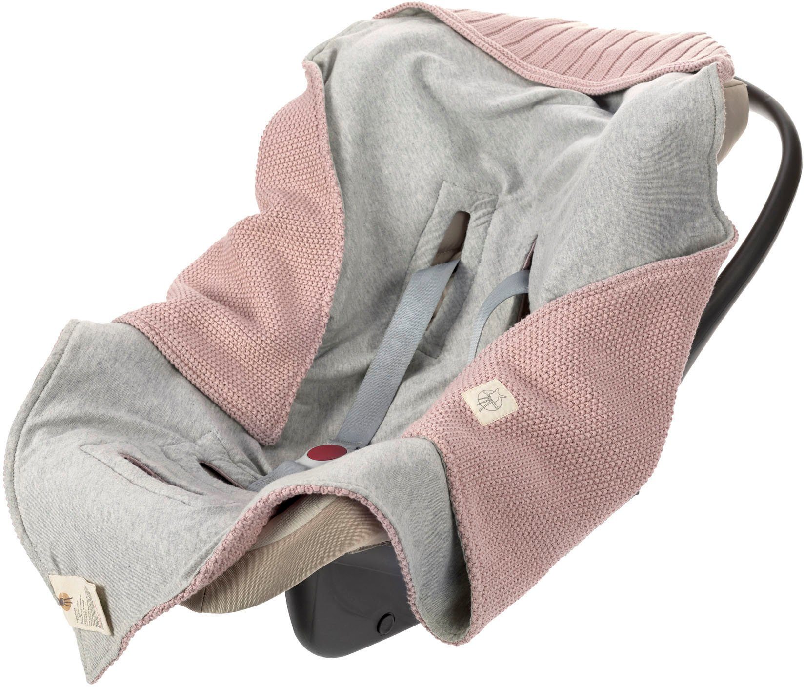 Einschlagdecke Einschlagdecke für Babyschale, zertifiziert 27262 GOTS pink, BCS LÄSSIG, with durch materials, made dusty organic