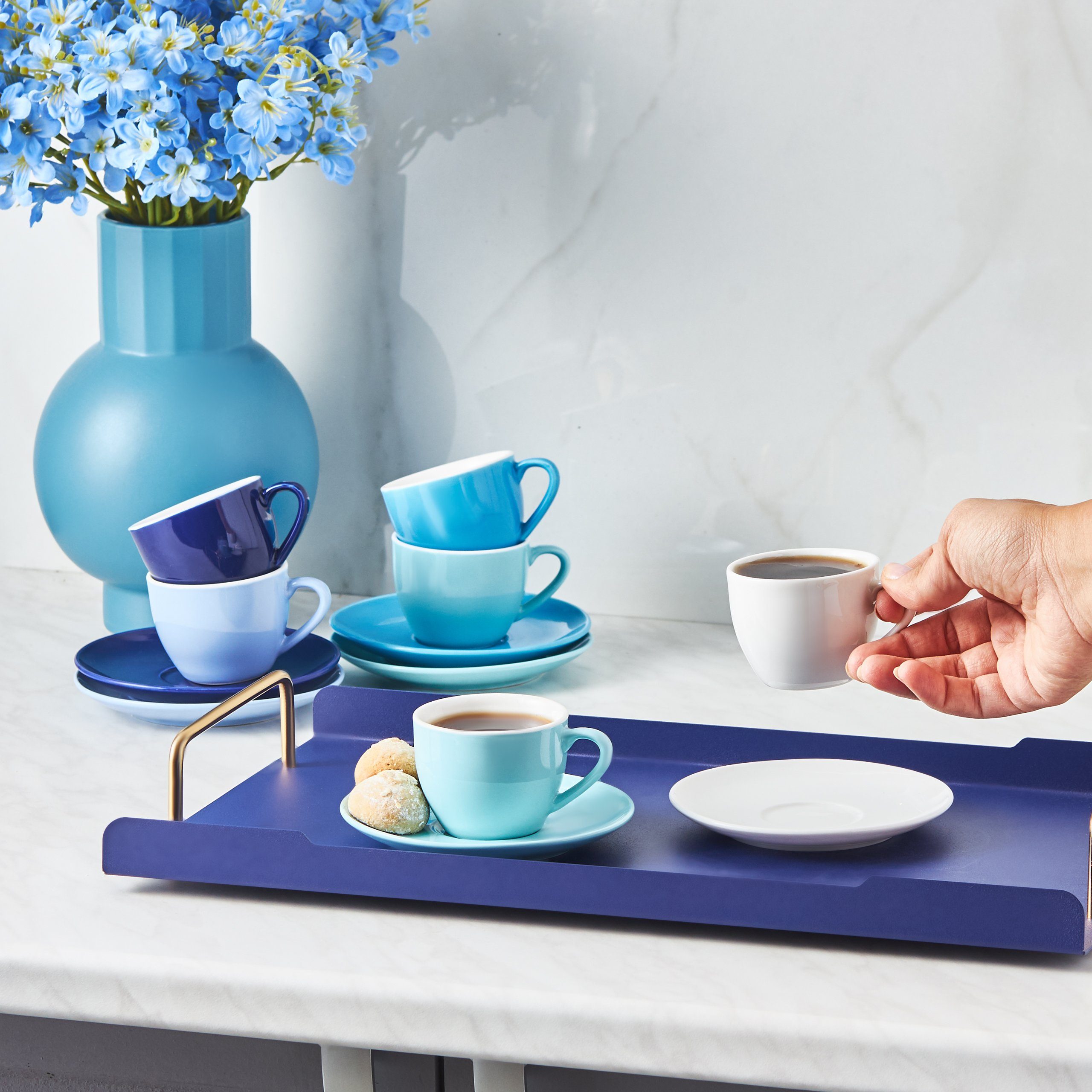 Karaca Kaffeeservice Karaca Assorted Blau Espressotassen Set