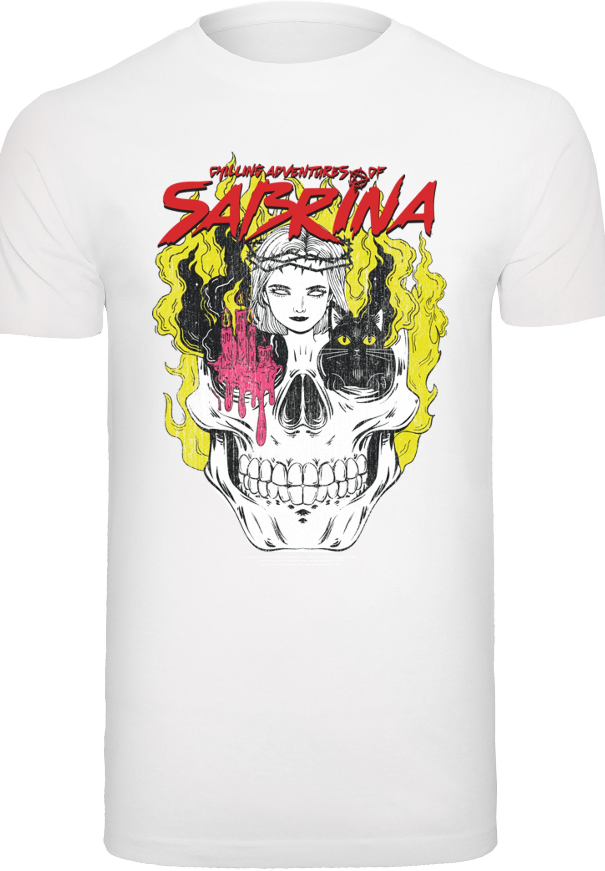 Boys T-Shirt weiß Skull Sabrina Adventures Merch,Regular-Fit,Basic,Bedruckt of Herren,Premium F4NT4STIC Chilling